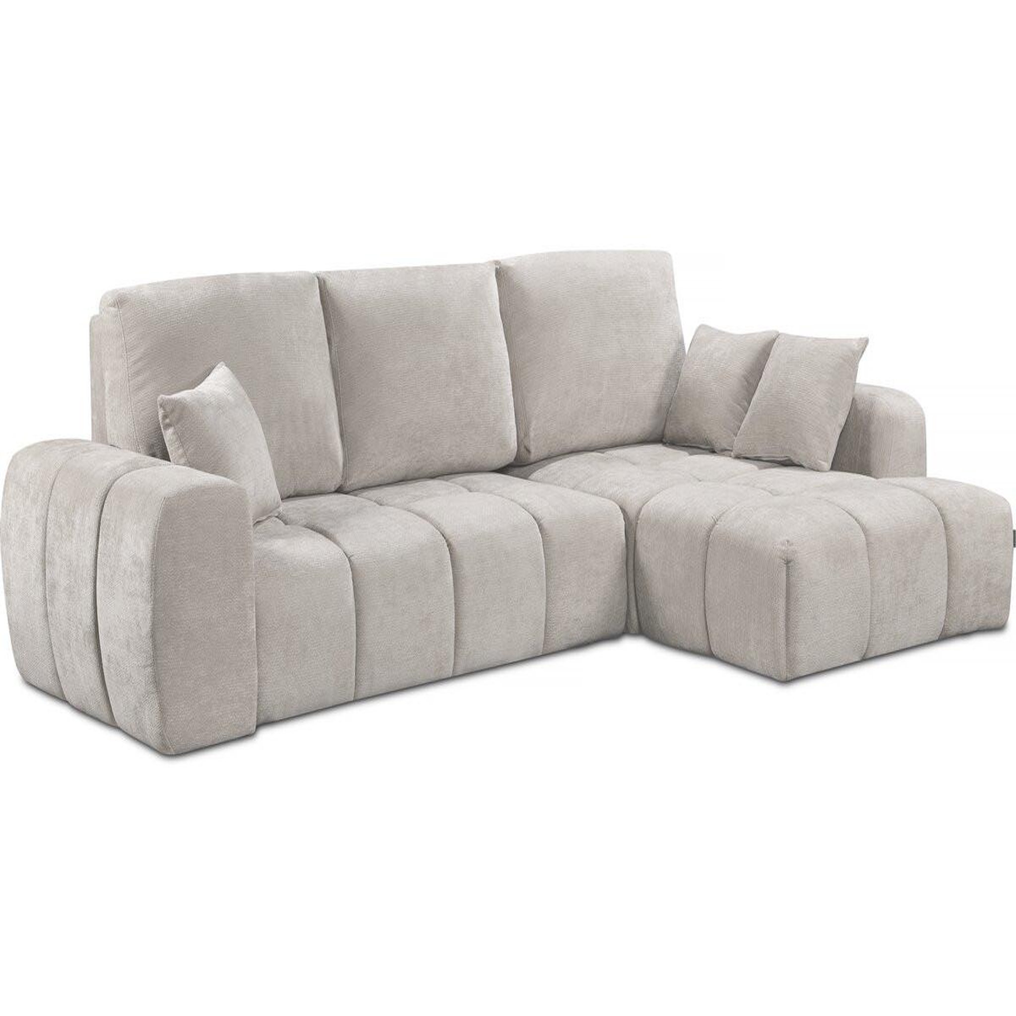 Habitat et Jardin Canapé d'angle droit convertible en tissu chenille  Verneuil  - 3 places - Beige