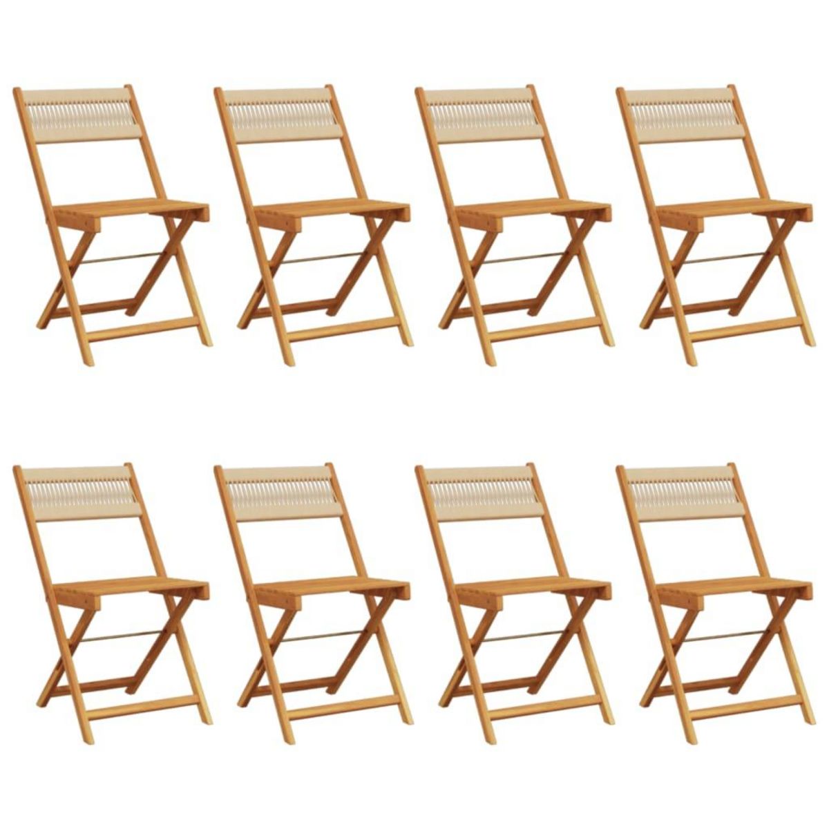 VIDAXL Chaises de jardin pliantes lot de 8 beige bois d'acacia massif