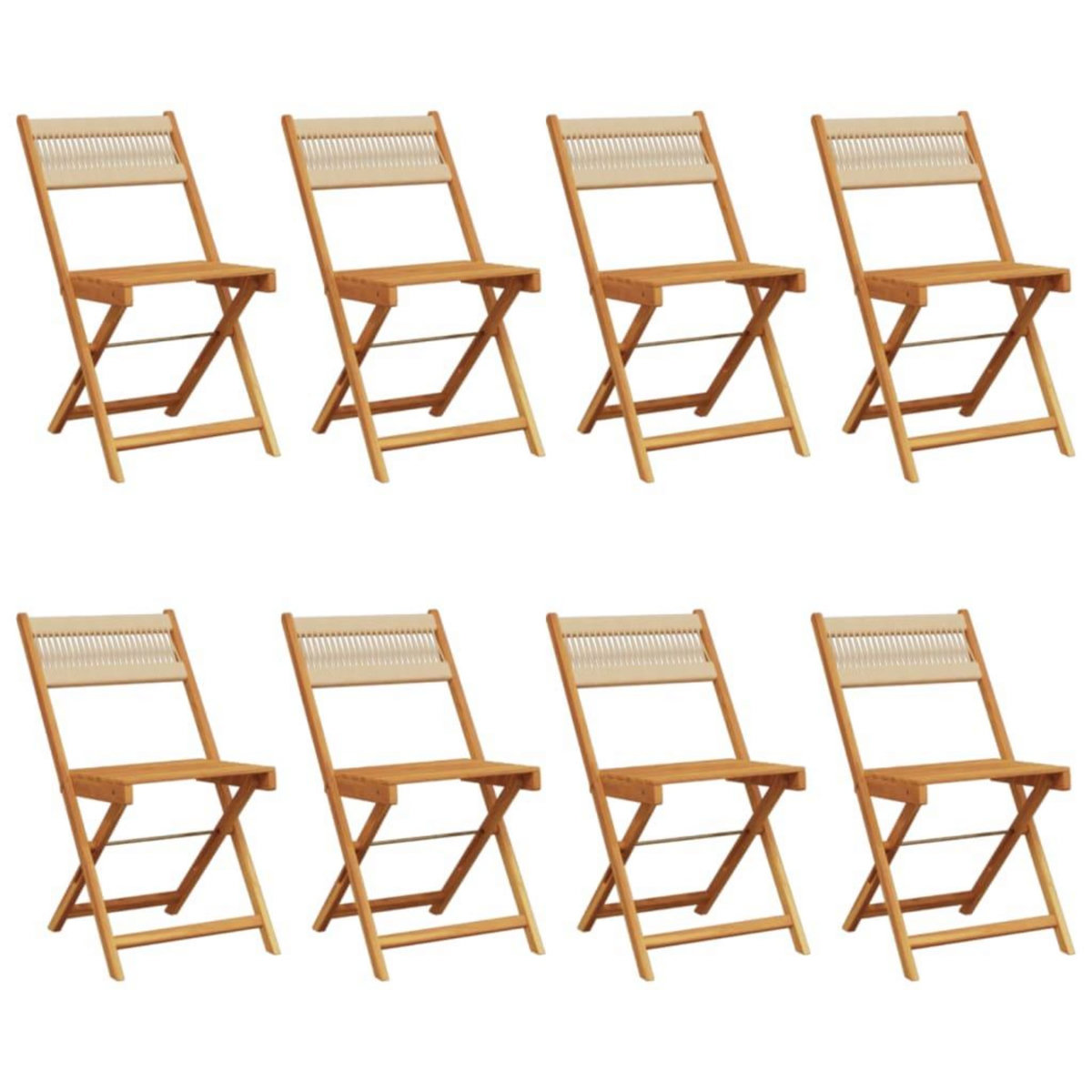 VIDAXL Chaises de jardin pliantes lot de 8 beige bois d'acacia massif