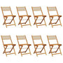 Voir la diapositive 2 : VIDAXL Chaises de jardin pliantes lot de 8 beige bois d'acacia massif