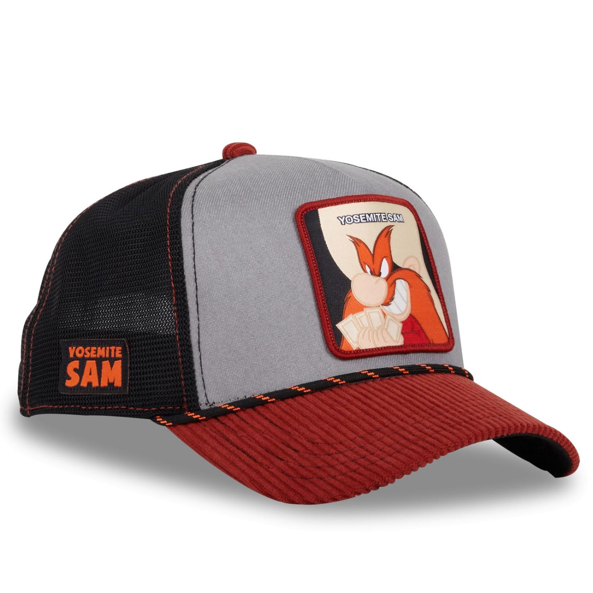 Voir la diapositive 4 : CAPSLAB Casquette homme trucker en denim et velours looney  tunes yosemite sa