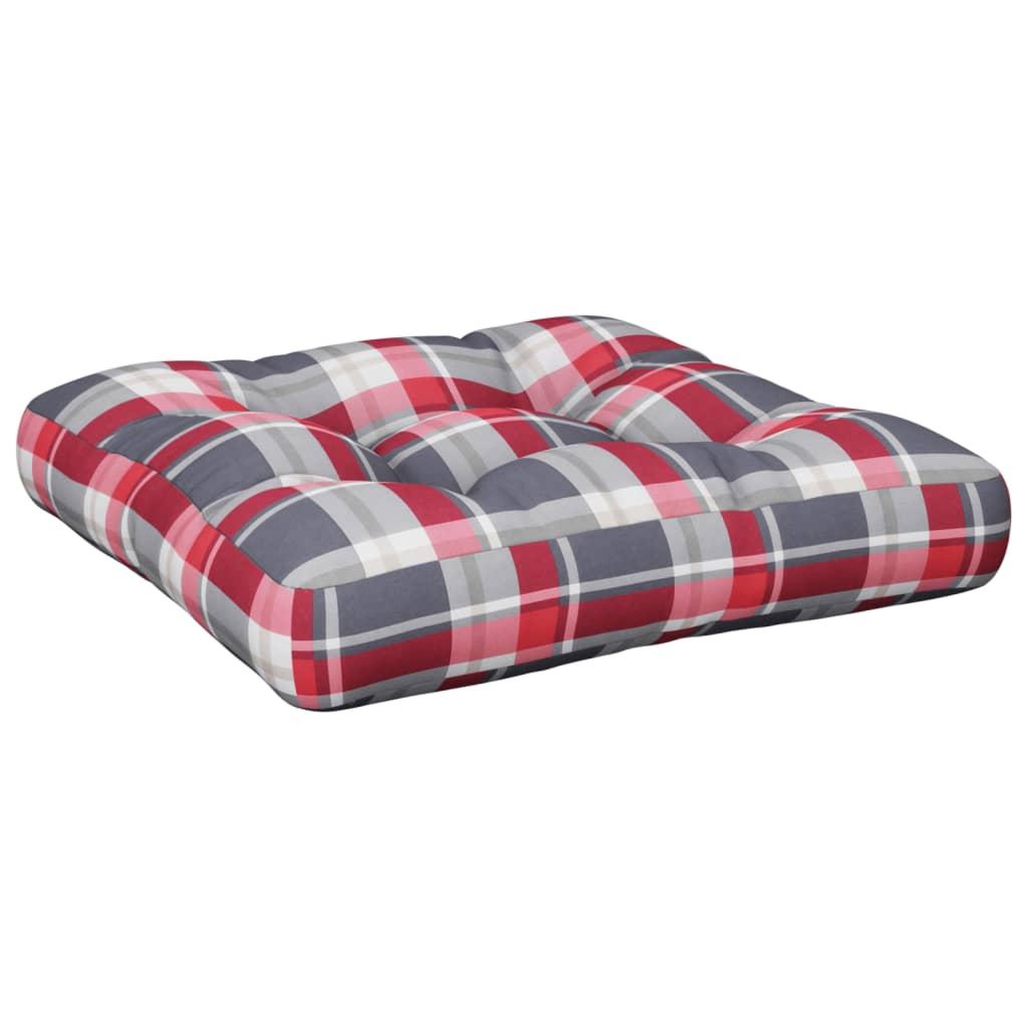 Voir la diapositive 2 : VIDAXL Coussin de palette motif a carreaux rouge 60x60x12 cm tissu