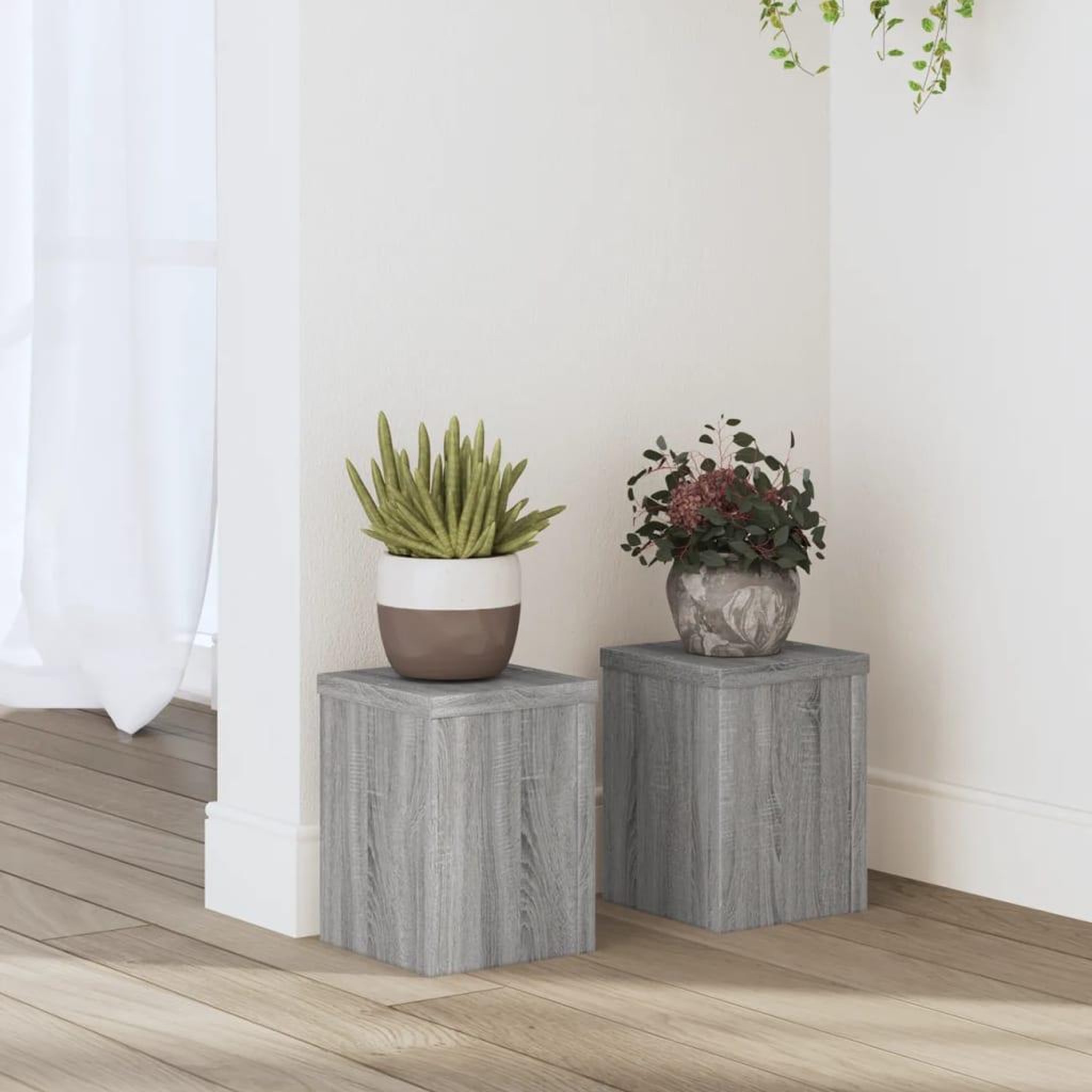 VIDAXL Supports pour plantes 2 pcs sonoma gris bois d'ingenierie
