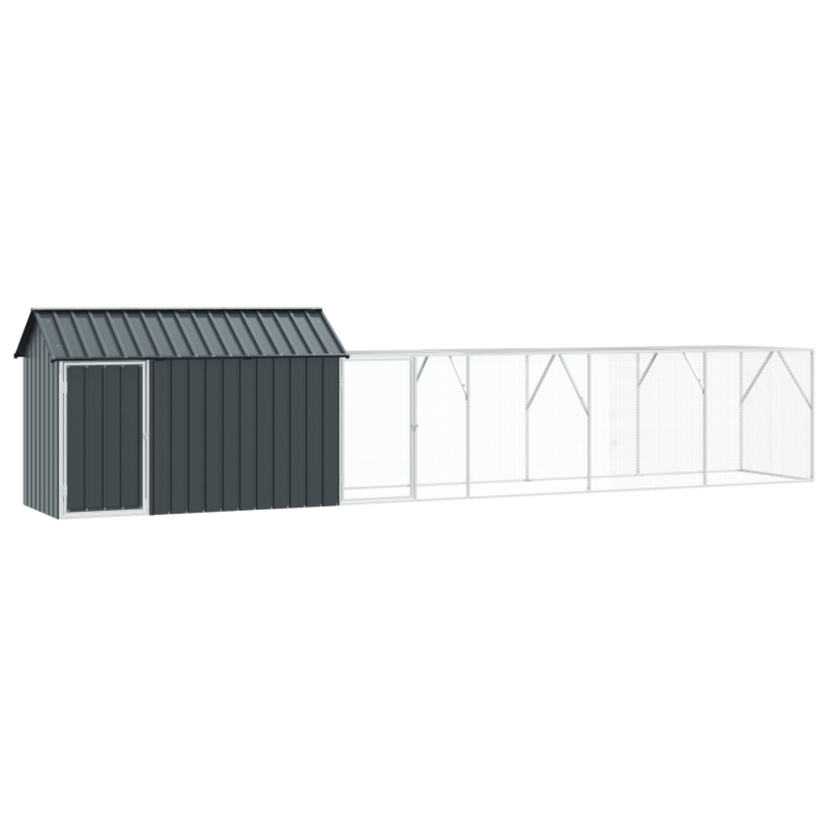 VIDAXL Aviary pour oiseaux avec extension anthracite 112x619x141 cm en acier