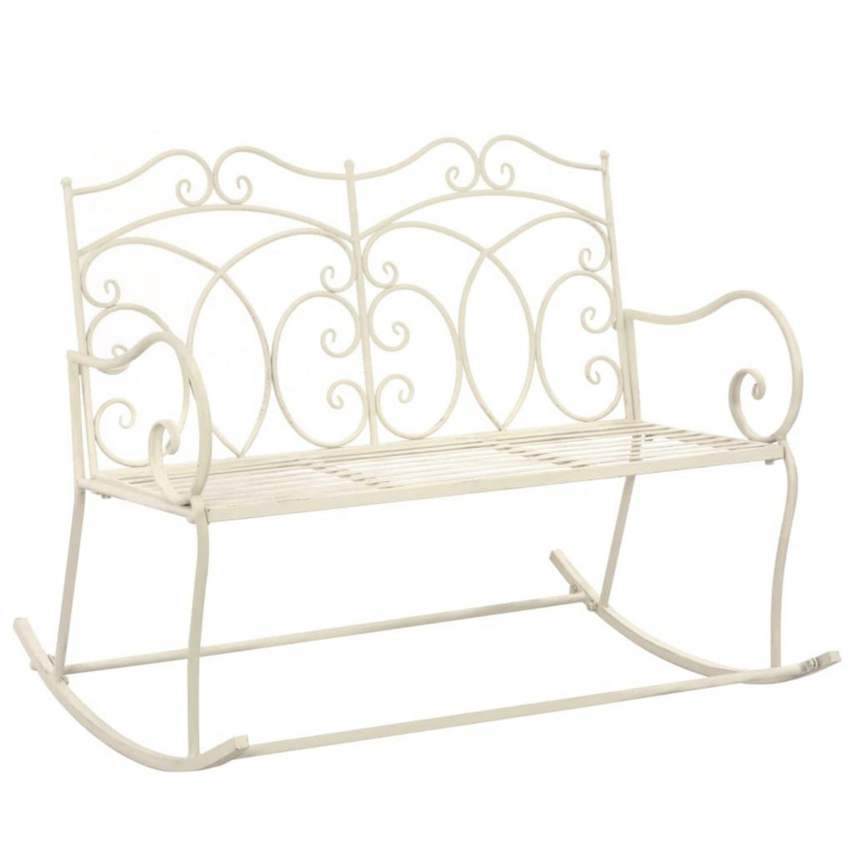 VIDAXL Banc de jardin 104 cm Fer Blanc antique