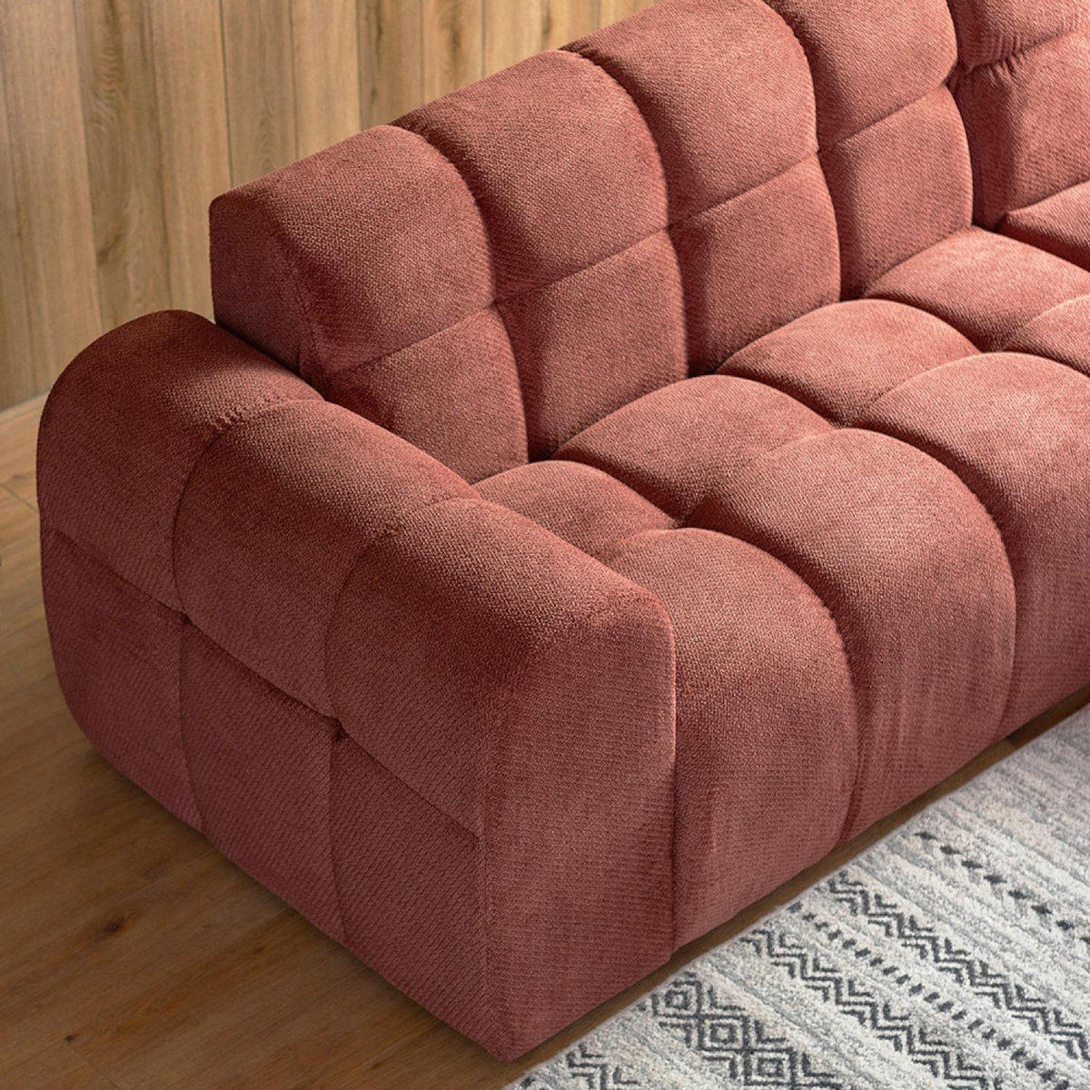 CONCEPT USINE Canapé d'angle 3-4 places nuage en velours terracotta SALFORD