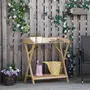OUTSUNNY Table de rempotage jardinage - étagère à lattes - plateau tôle acier galvanisé avec rebords - bois sapin pré-huilé