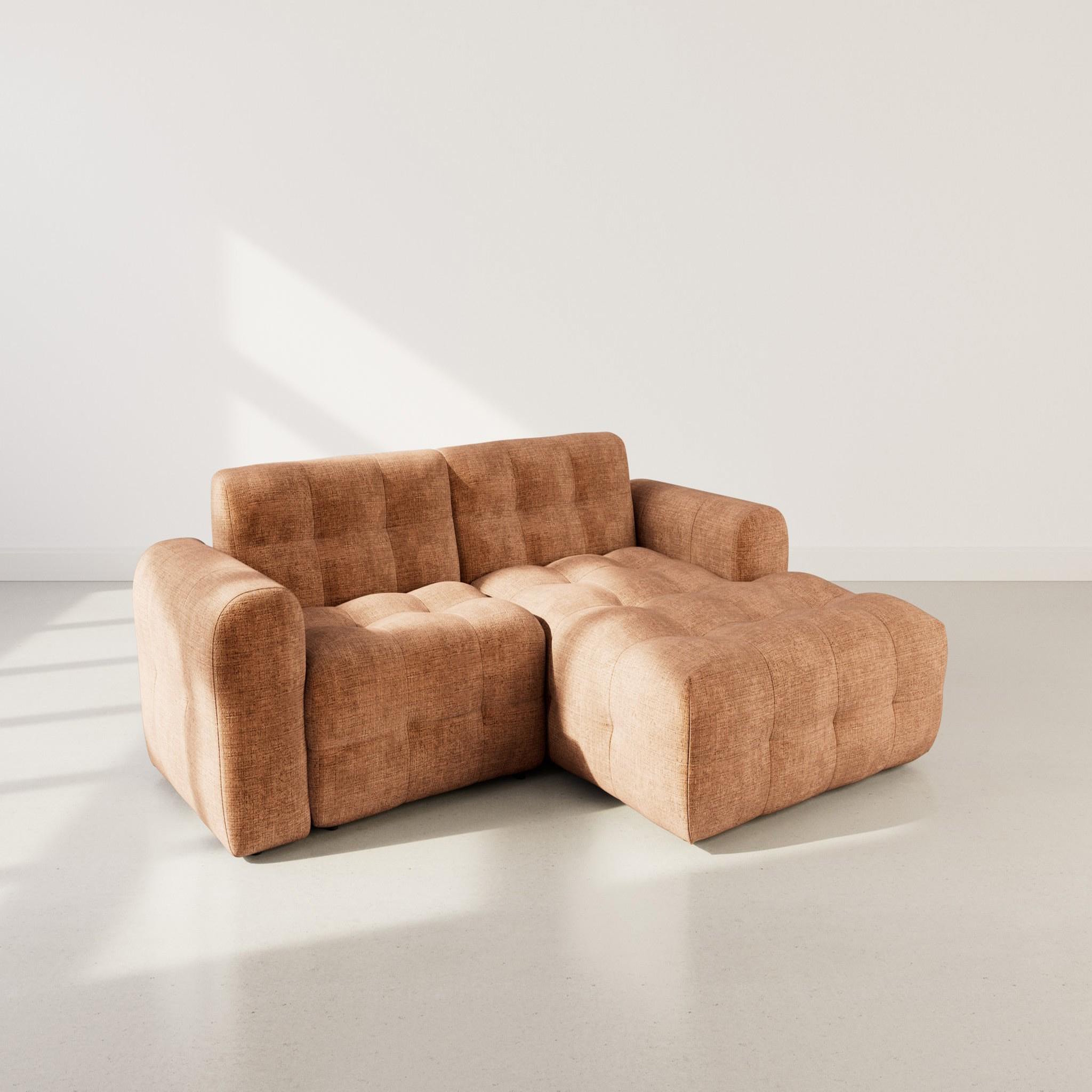 Voir la diapositive 3 : BEST MOBILIER Diane - canapé d'angle droit 4 places en velours texturé