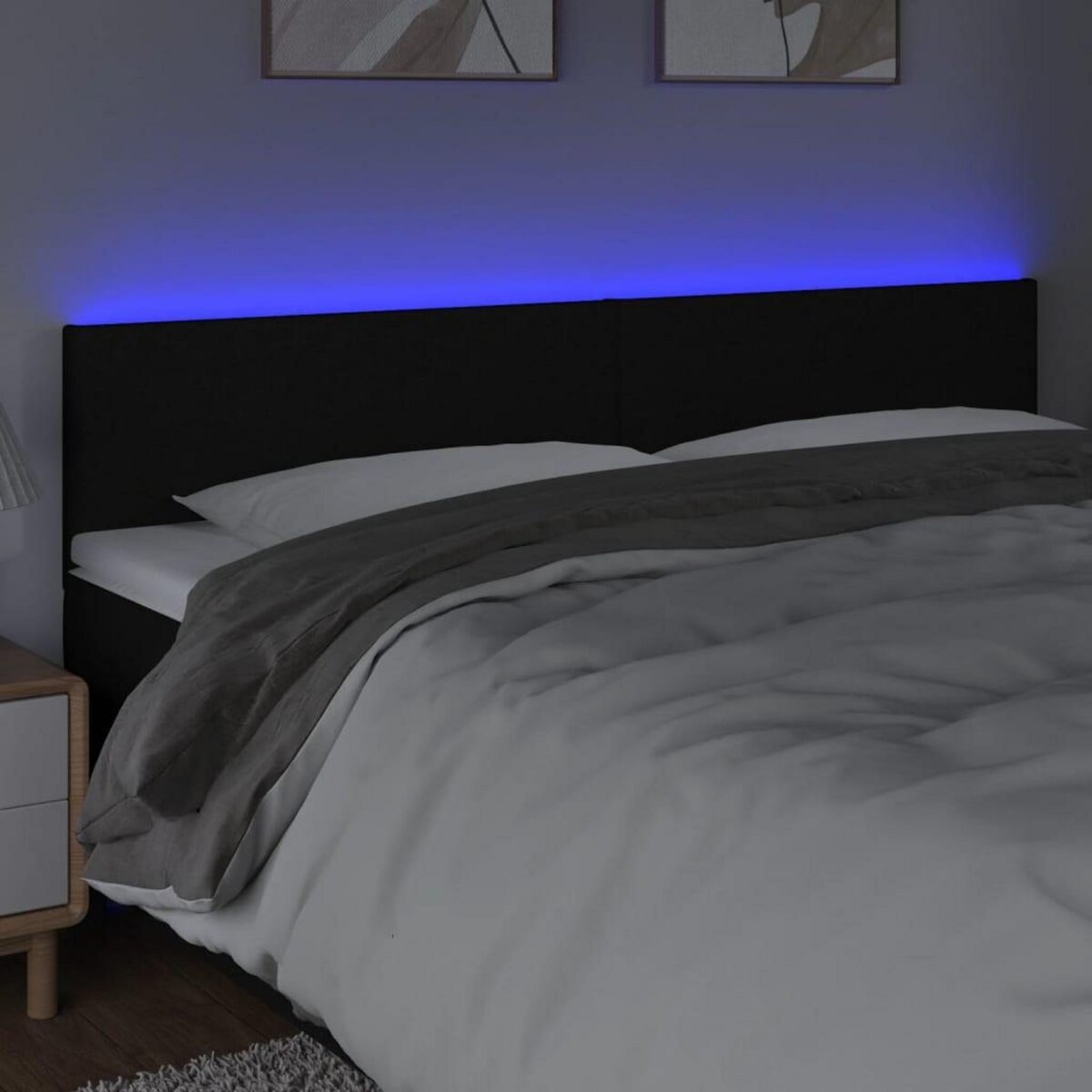 VIDAXL Tete de lit a LED Noir 200x5x78/88 cm Tissu