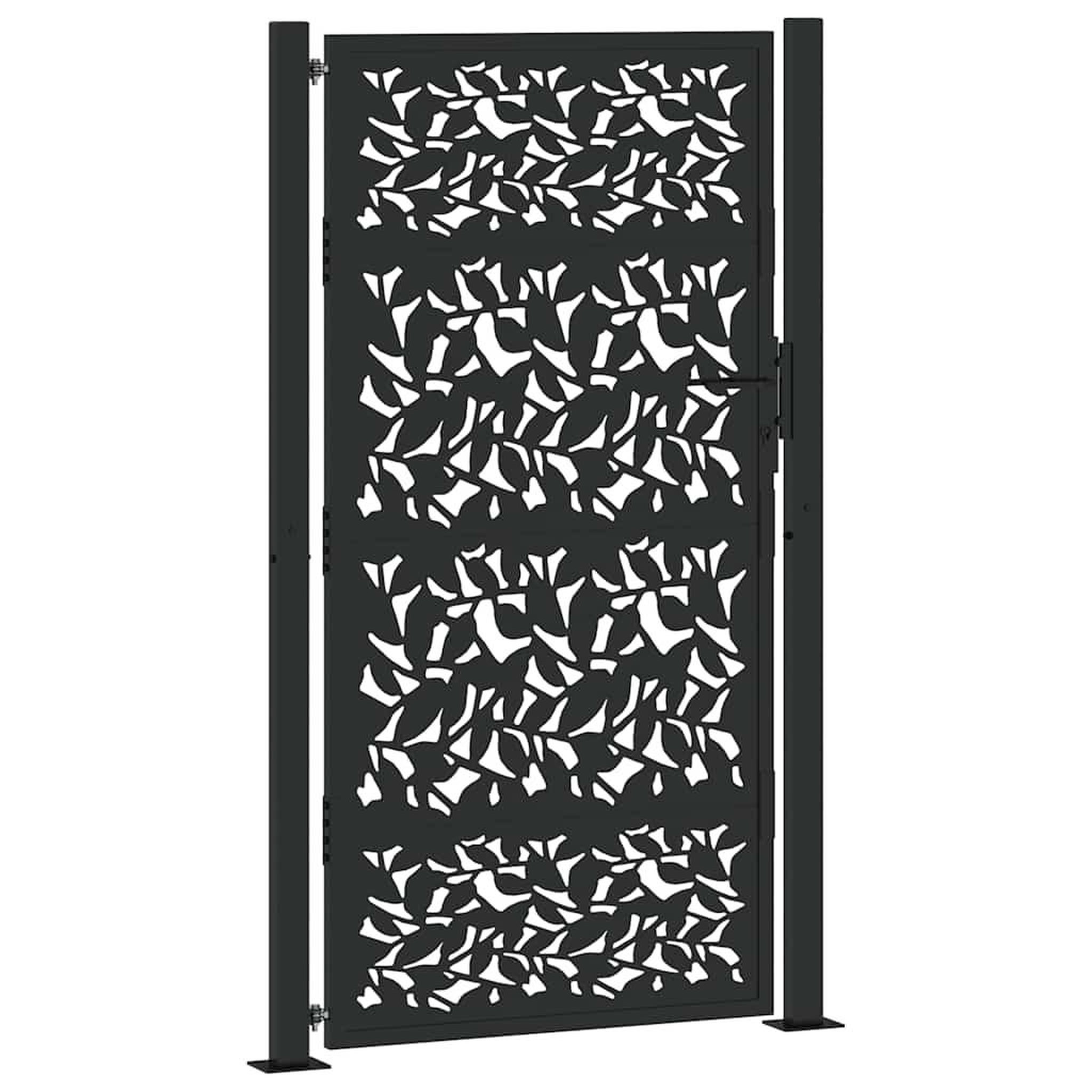 Voir la diapositive 2 : VIDAXL Portail de jardin noir 105x180 cm acier conception de feuilles