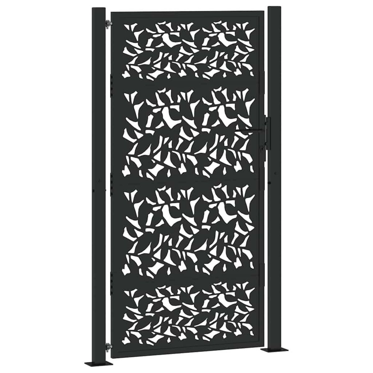 VIDAXL Portail de jardin noir 105x180 cm acier conception de feuilles