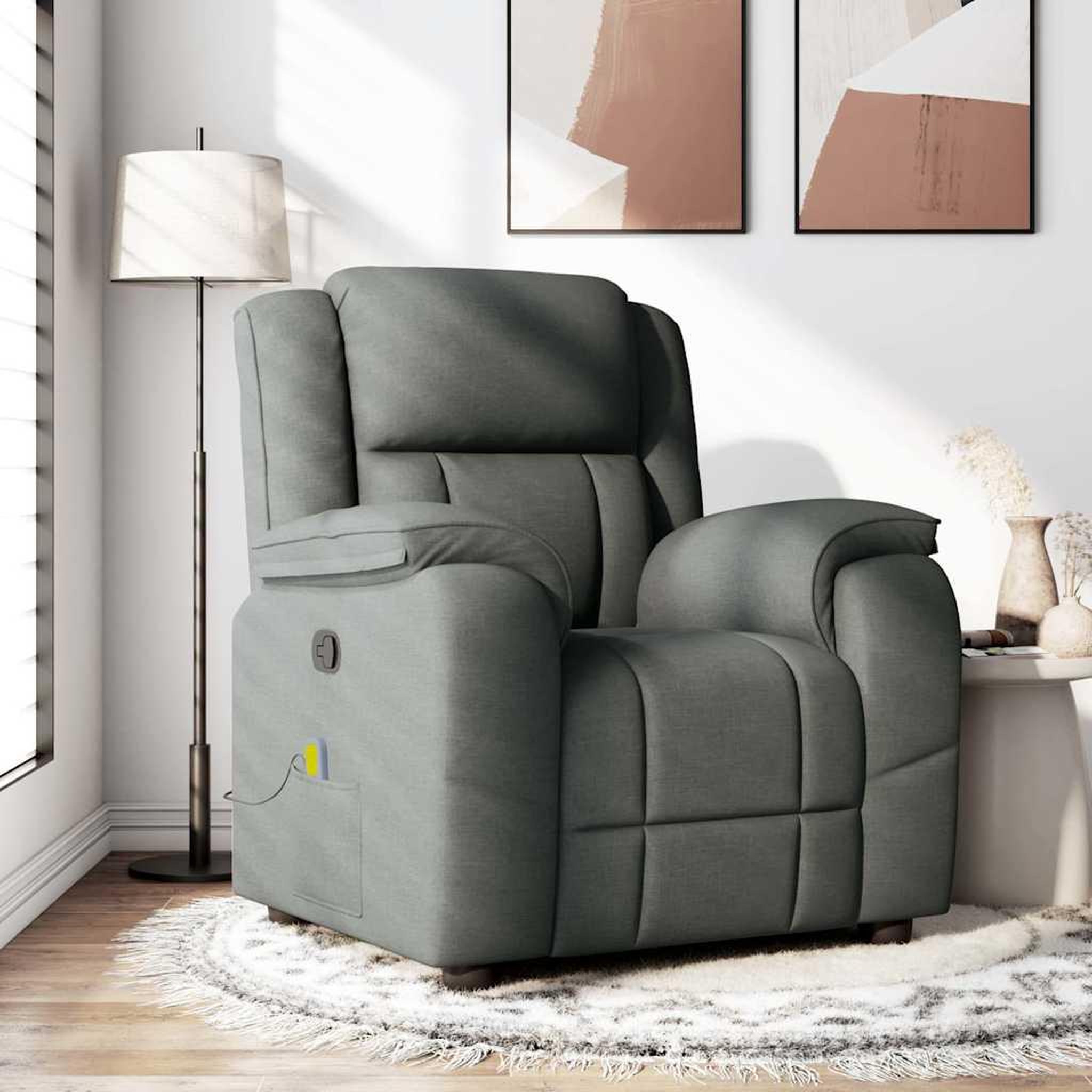 VIDAXL Fauteuil de massage inclinable Gris fonce Tissu