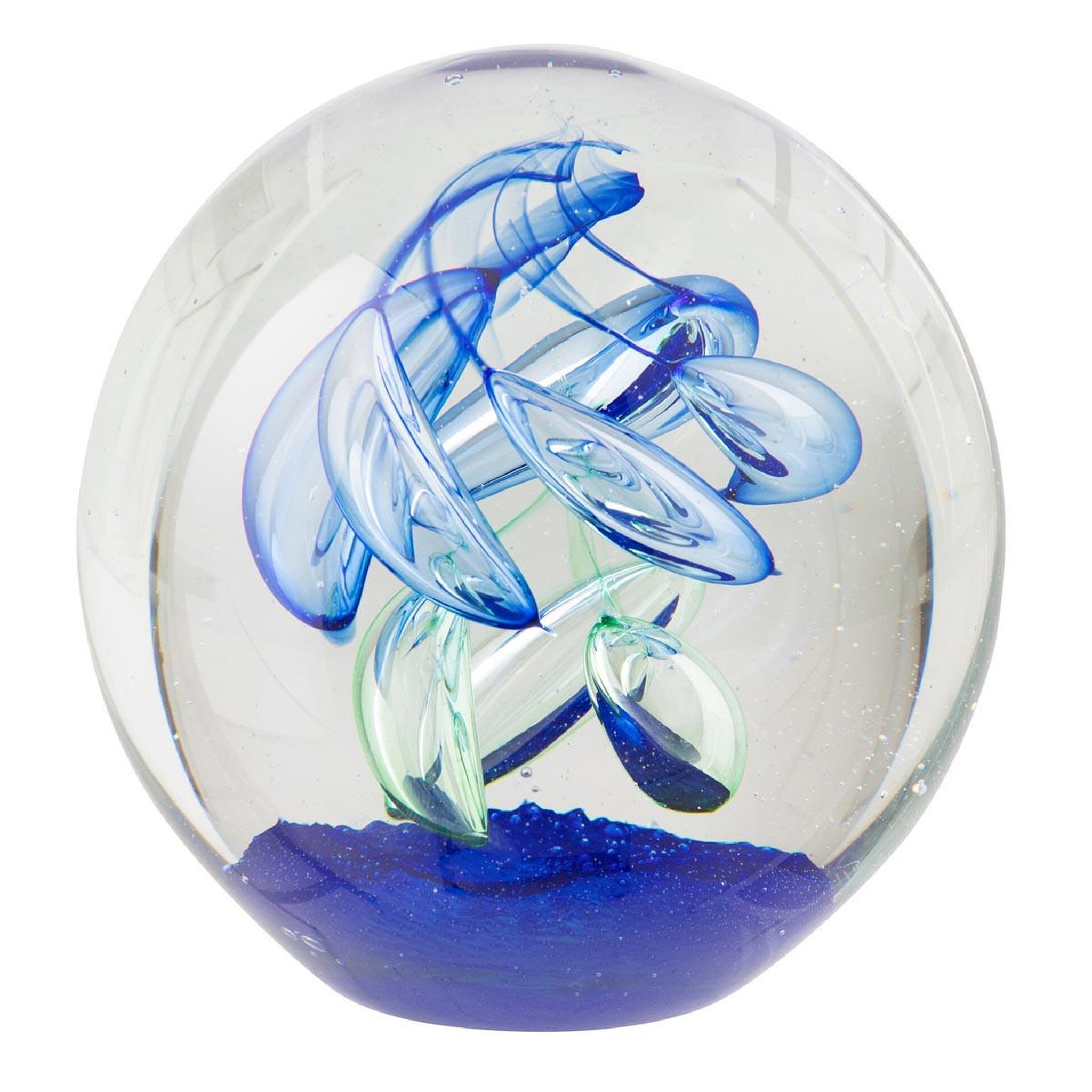 J-LINE Presse-papier en verre  abstrait  12cm bleu