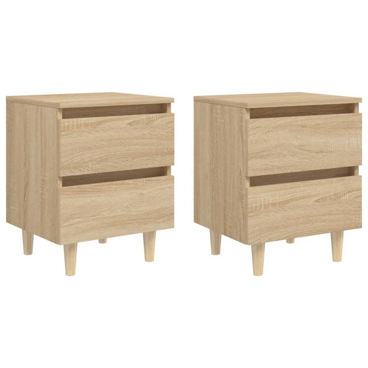 VIDAXL Tables de chevet pieds en pin 2 pcs chene sonoma 40x35x50 cm