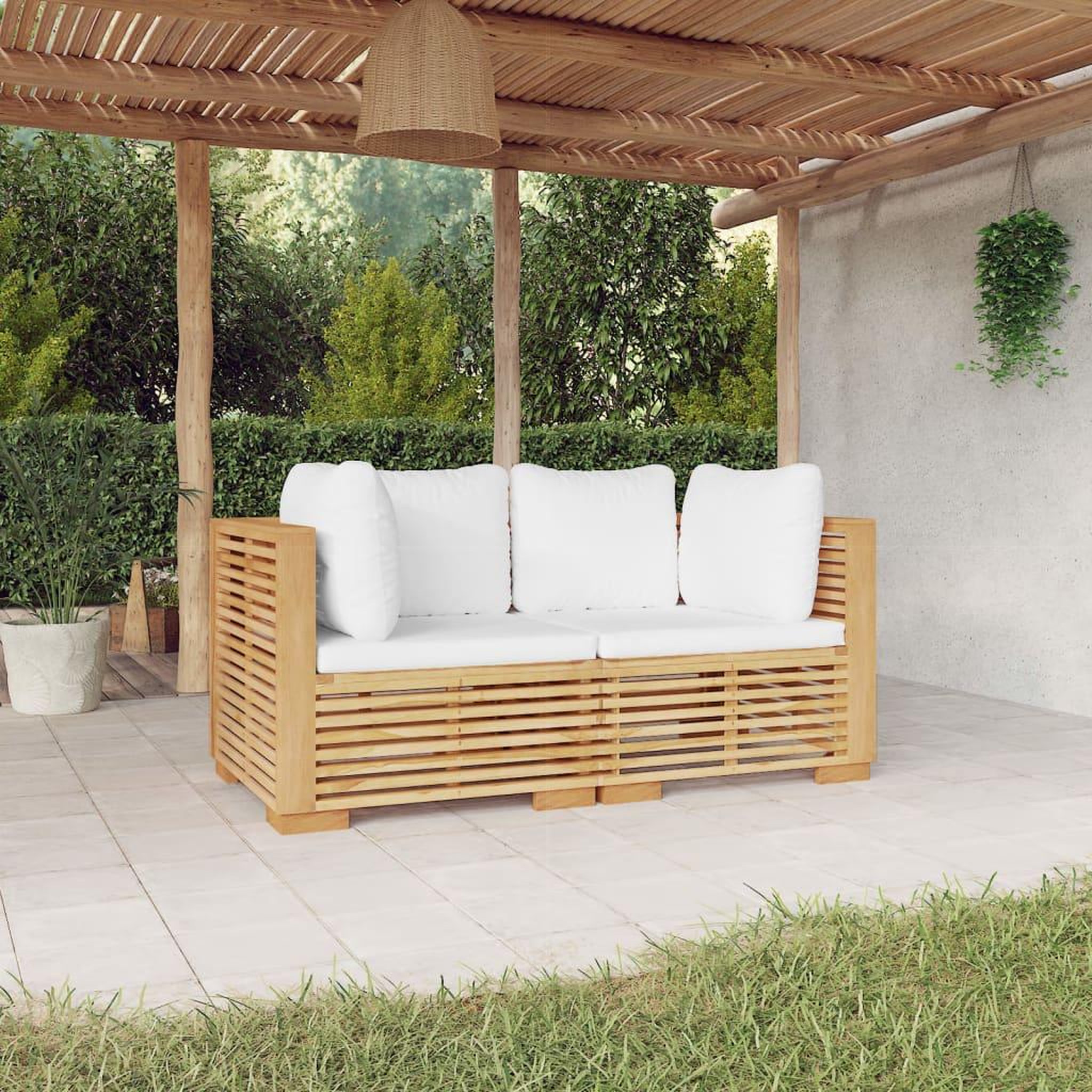 VIDAXL Canapes d'angle de jardin et coussins 2 pcs Bois teck massif
