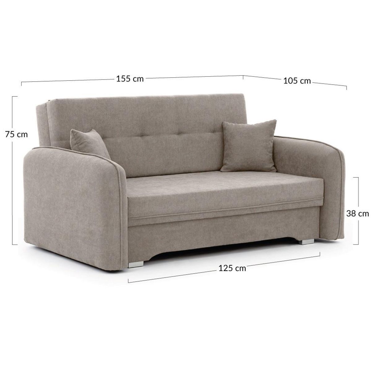 BEST MOBILIER Michelle - canapé droit 3 places convertible avec coffre en velours