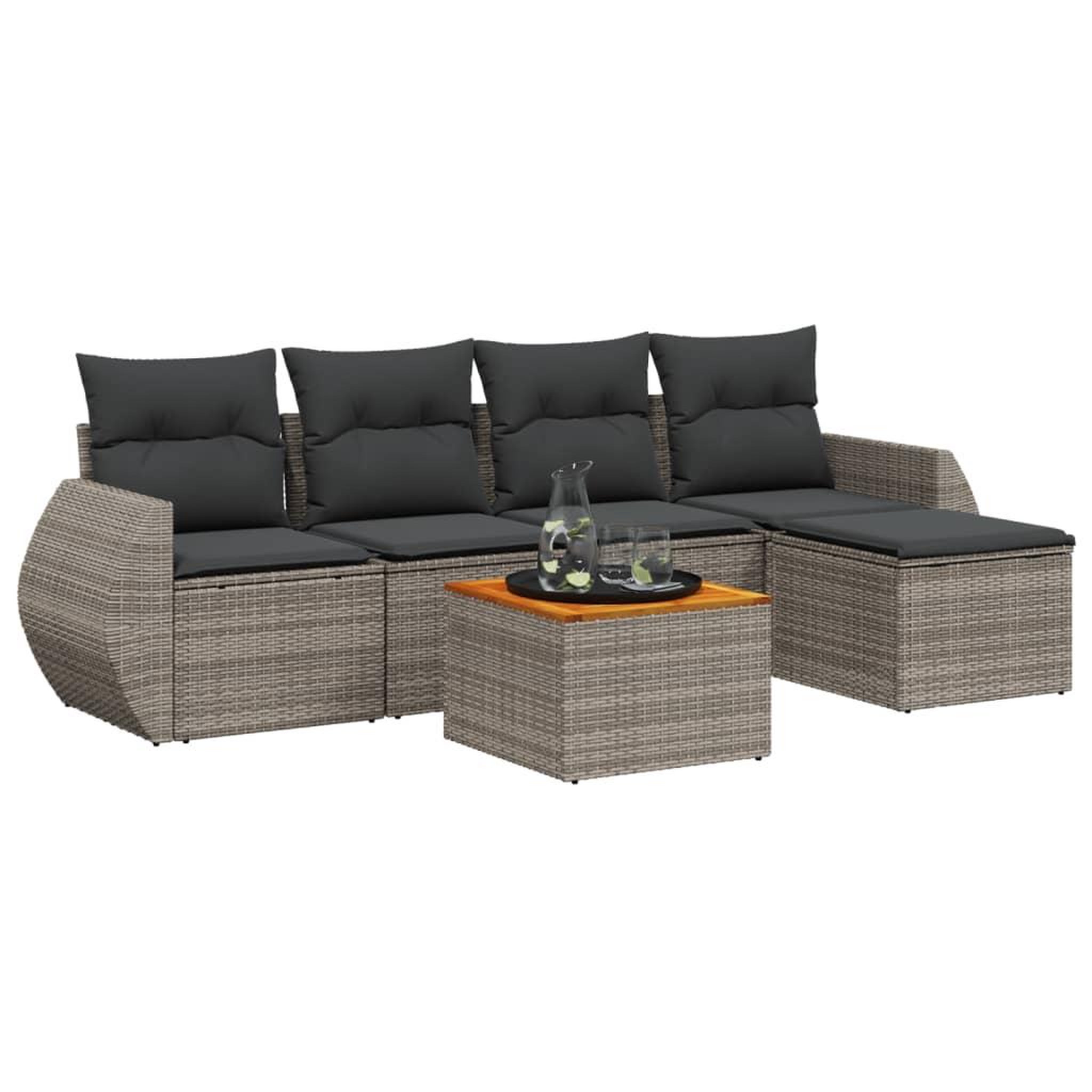 Voir la diapositive 2 : VIDAXL Salon de jardin 6 pcs avec coussins gris resine tressee