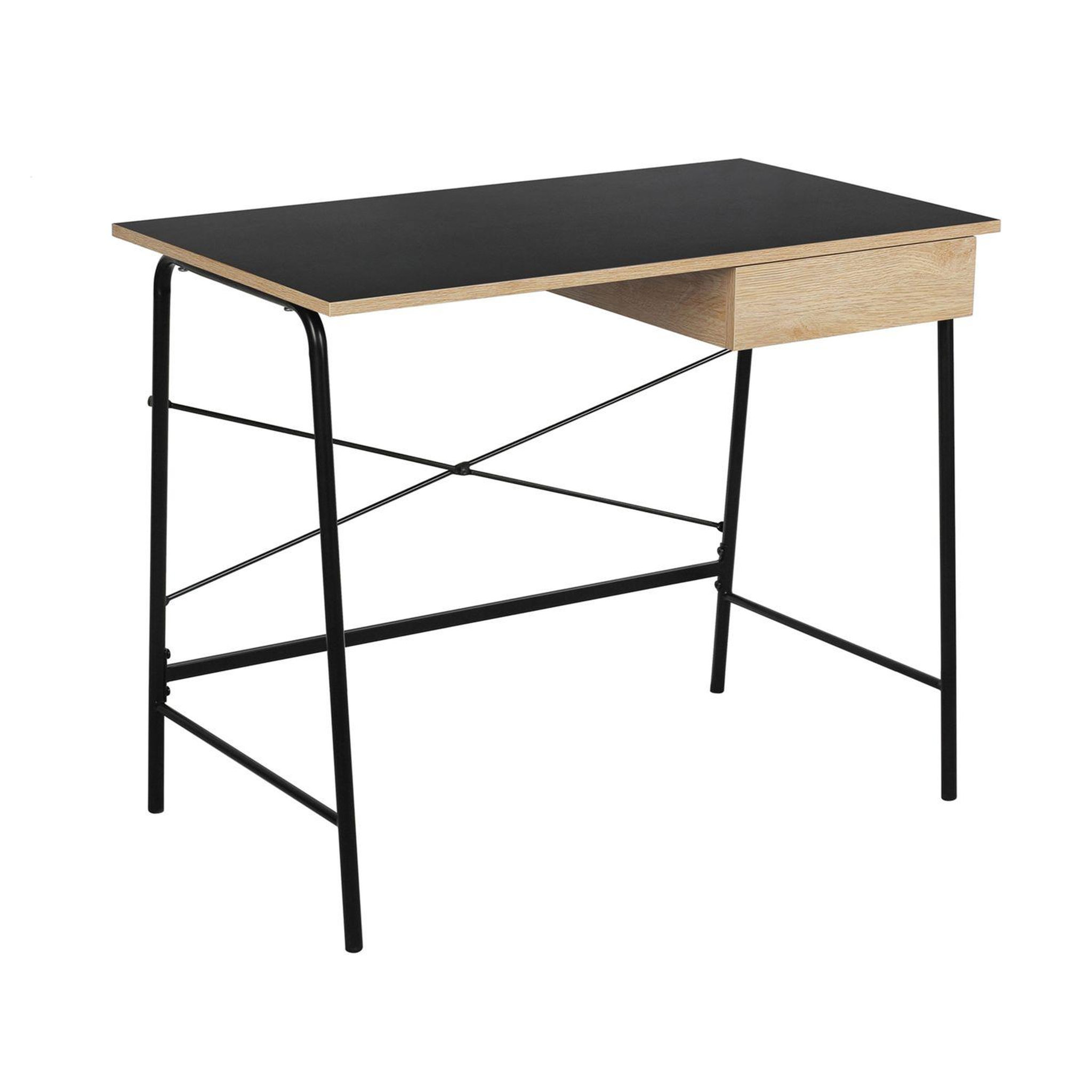 The Home Deco Factory Bureau industriel en bois et métal - l.100 x h.75 cm - noir