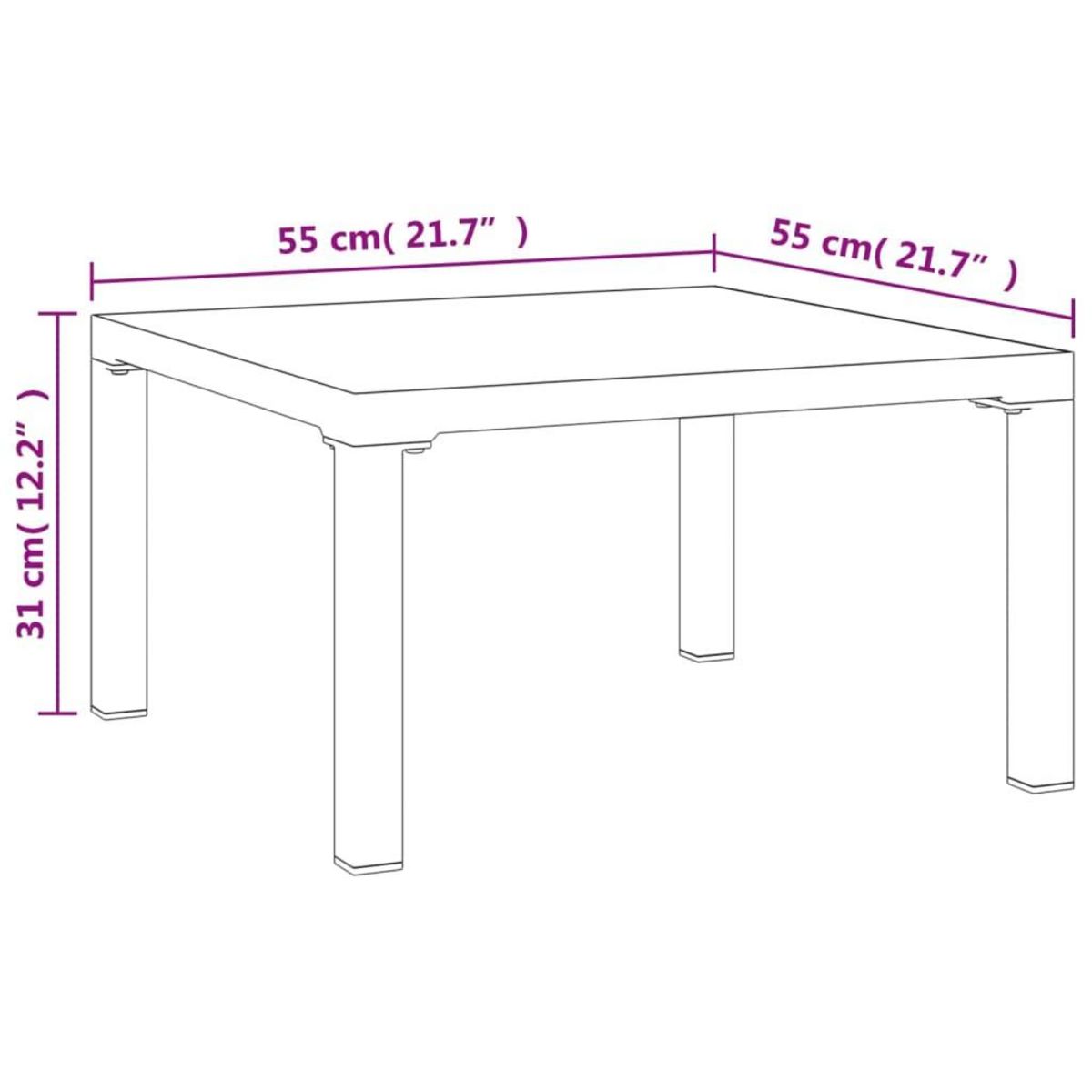 VIDAXL Table basse de jardin gris 55x55x31 cm DPC et acier
