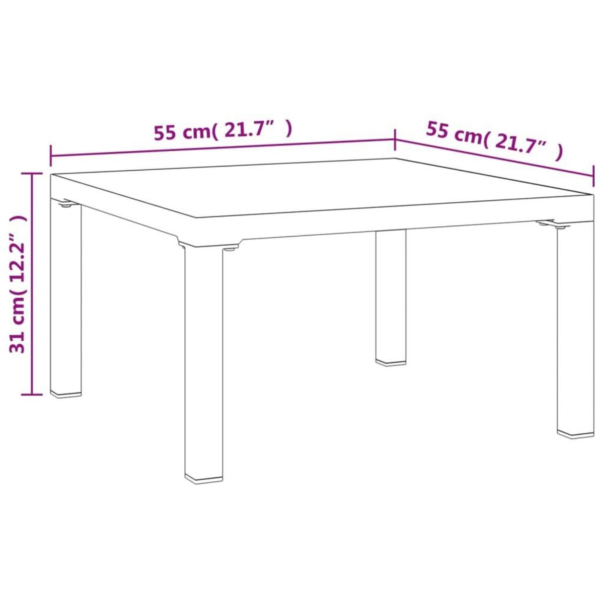 VIDAXL Table basse de jardin gris 55x55x31 cm DPC et acier
