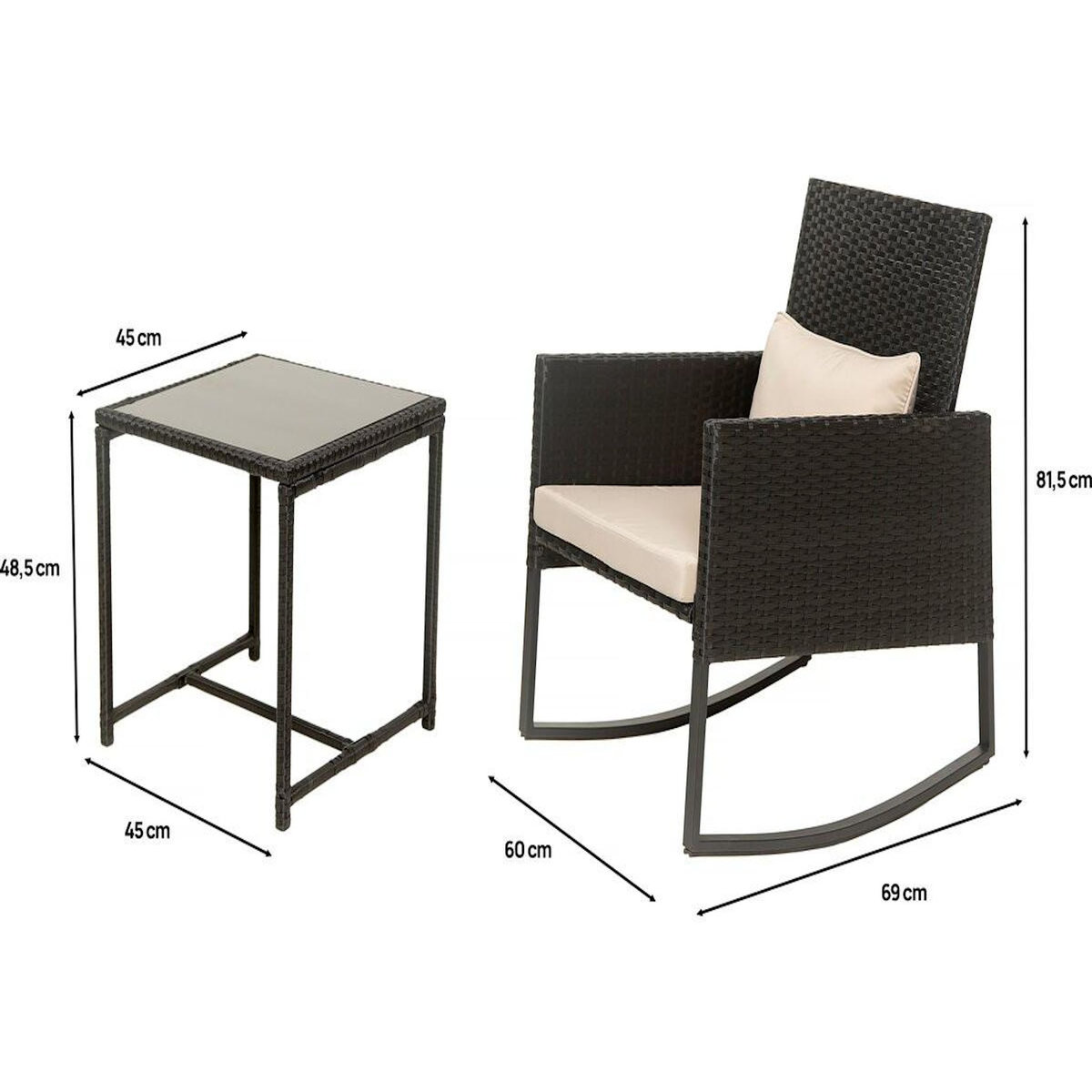 Habitat et Jardin Salon de jardin a bascule en résine tressée  Garden  - Noir