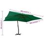Voir la diapositive 6 : VIDAXL Parasol de jardin en porte-a-faux avec mat en bois vert