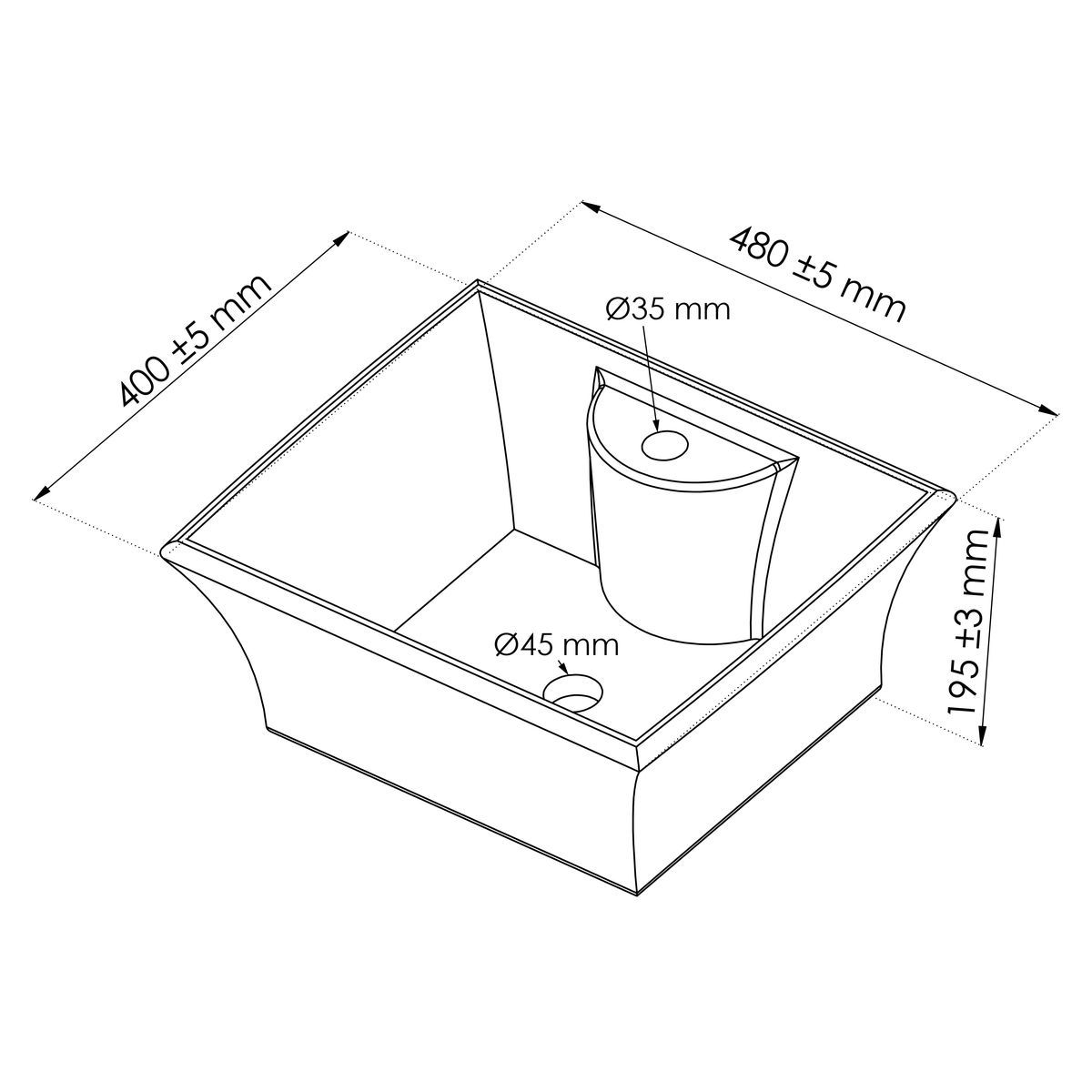 ONDEE VESUVE Vasque 48x40cm BLANC