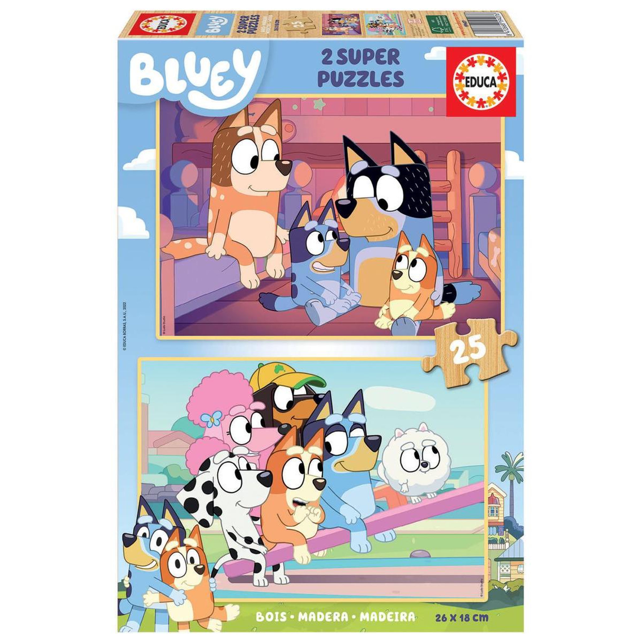 EDUCA Puzzles 2 X 25 pcs bluey en bois