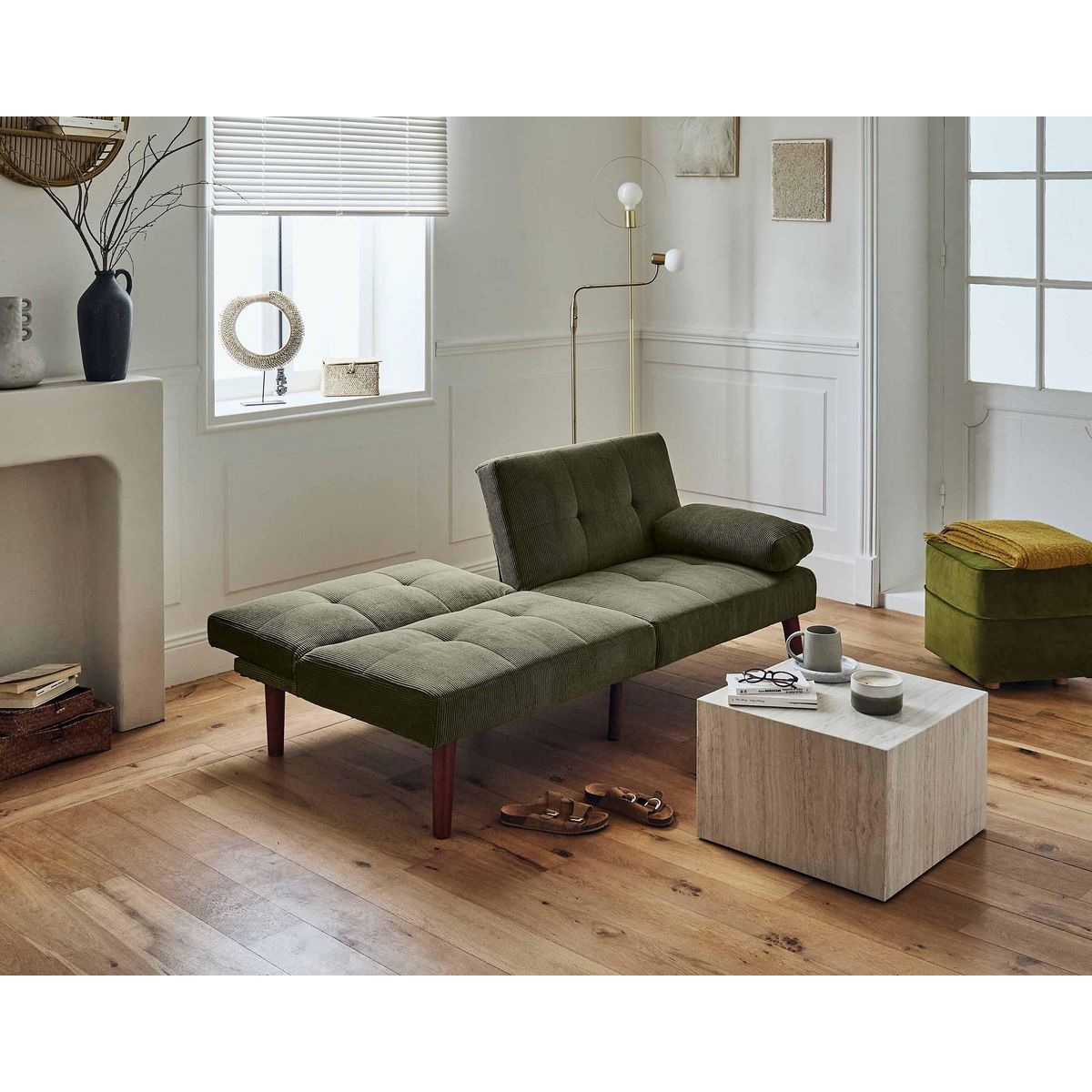 BEST MOBILIER Philae - canapé convertible clic-clac 2 places - velours côtelé