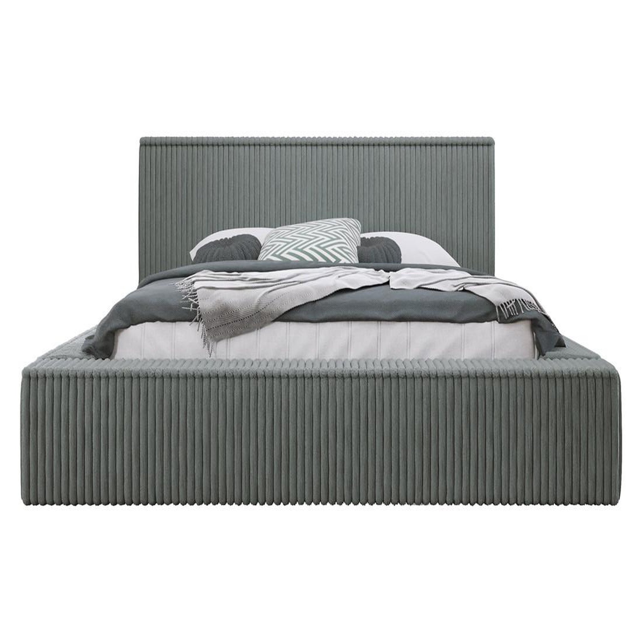 Voir la diapositive 2 : BEST MOBILIER Swan - lit coffre - 180x200 cm - sommier inclus - en velours côtelé grosses côtes