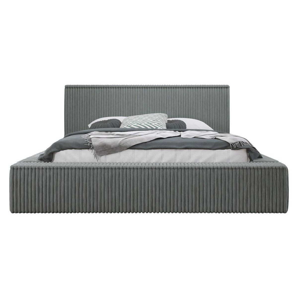 BEST MOBILIER Swan - lit coffre - 180x200 cm - sommier inclus - en velours côtelé grosses côtes