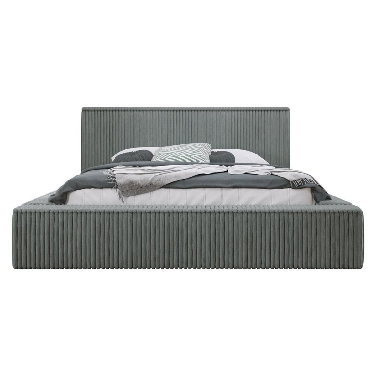 BEST MOBILIER Swan - lit coffre - 180x200 cm - sommier inclus - en velours côtelé grosses côtes