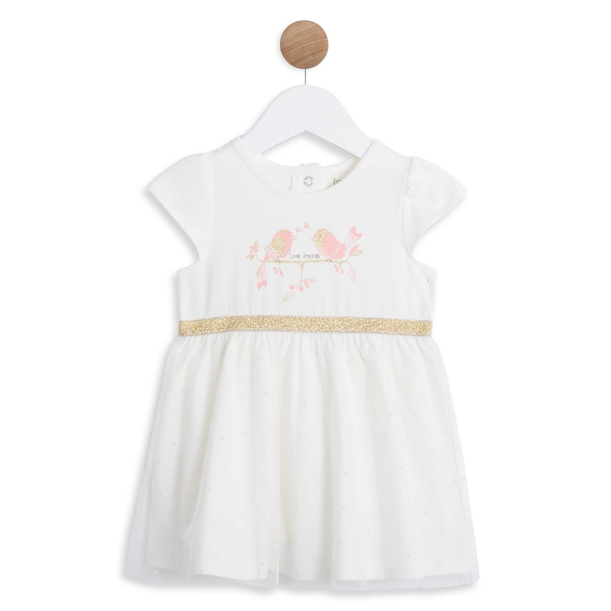 INEXTENSO Robe blanche oiseaux bébé fille