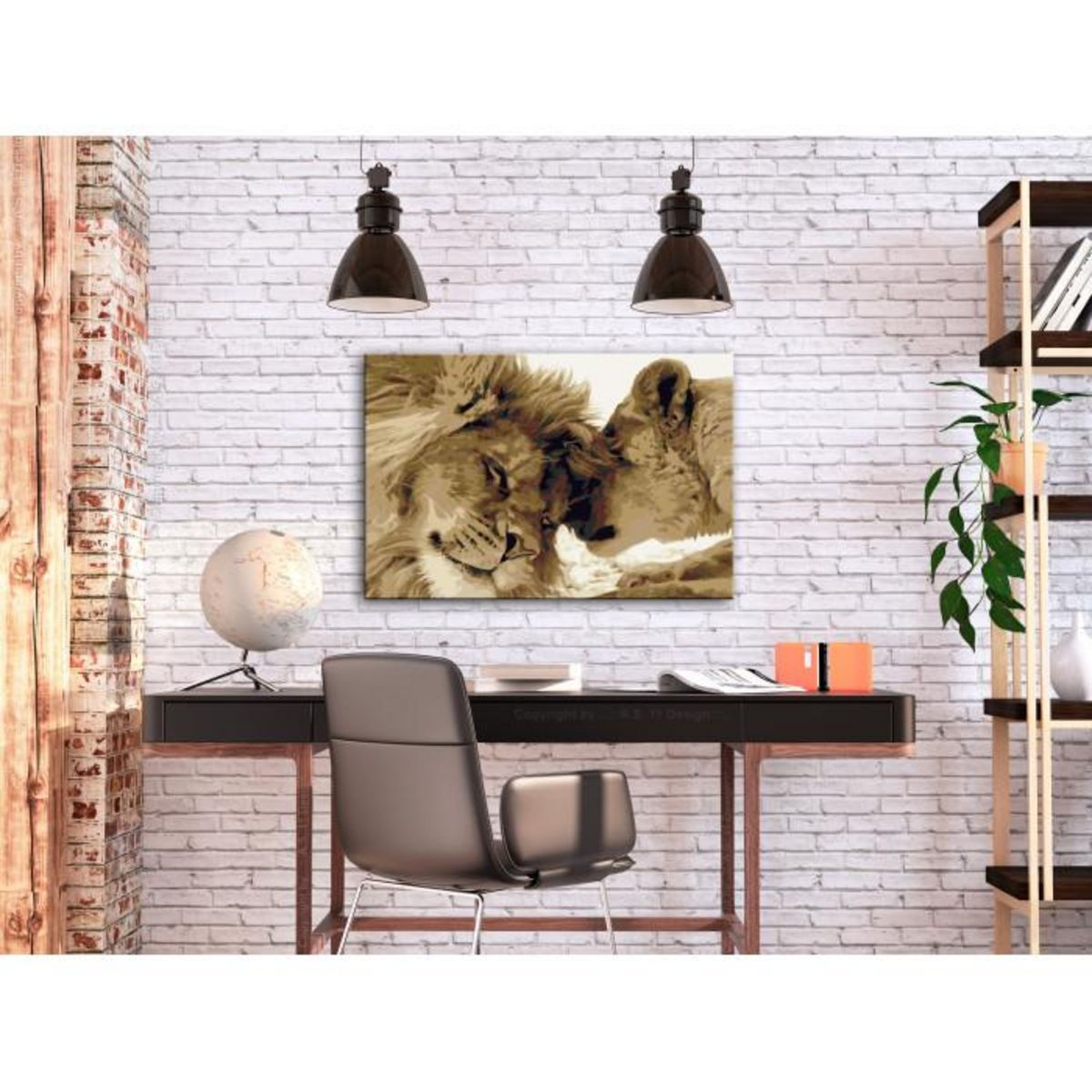 Paris Prix Tableau à Peindre Soi-Même  Lion & Lionne Amour  40x60cm