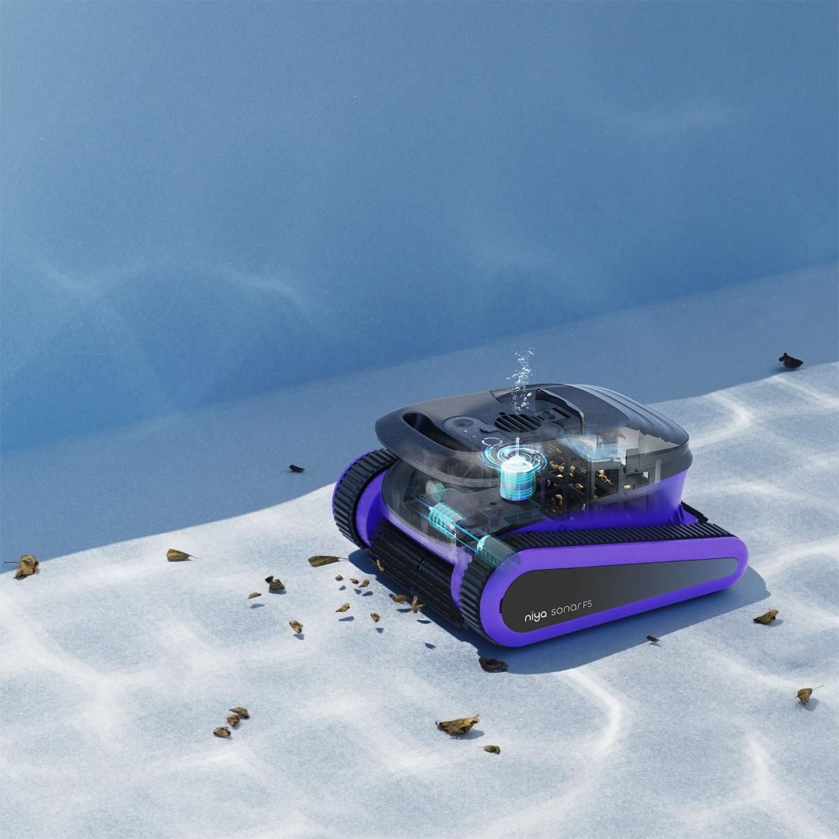 MAYTRONICS Robot aspirateur sans fil, modes de nettoyage personnalisables via l'app, idéal piscines jusqu'à 12 mètres, couverture complète, navigation sonar - sonar f5