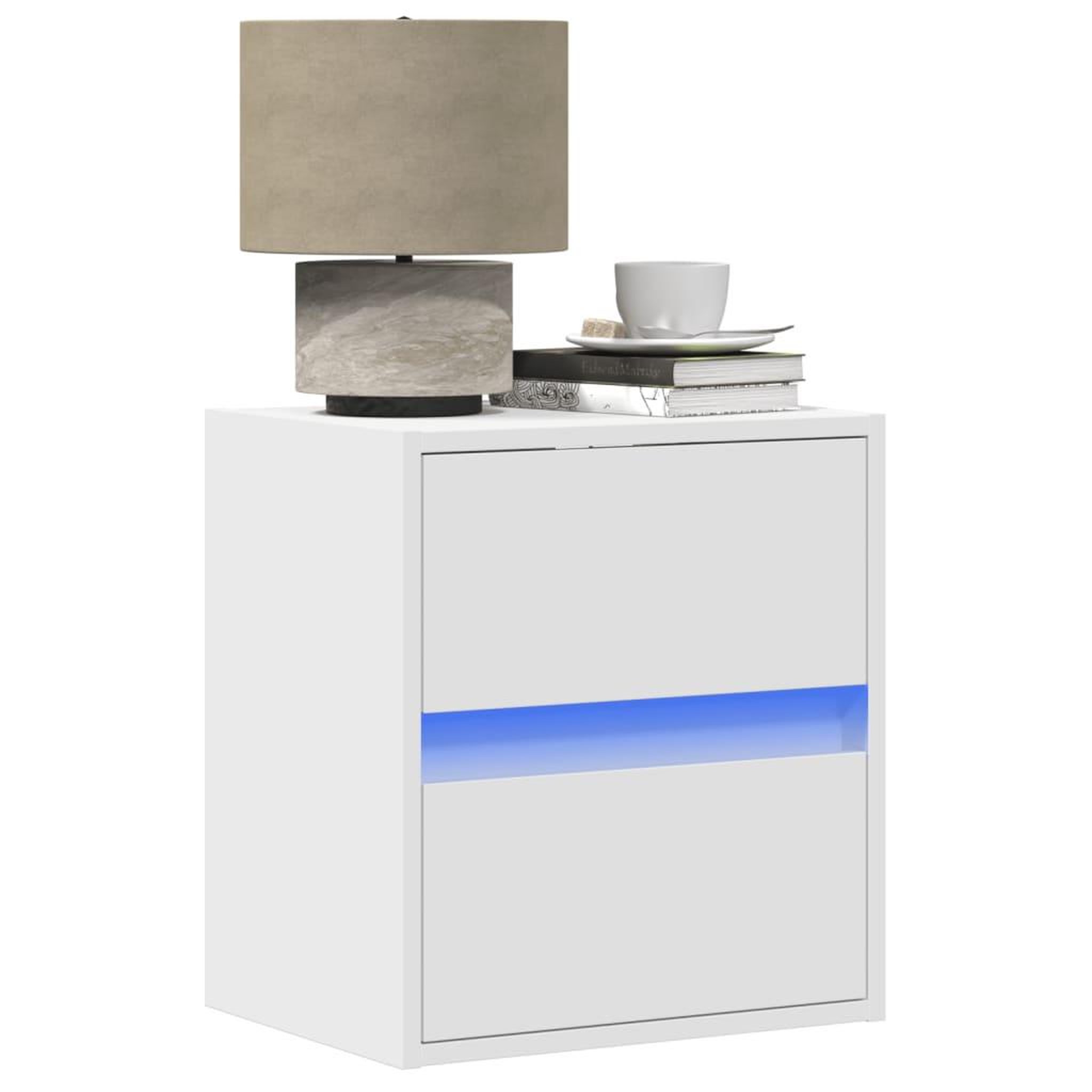 VIDAXL Tables de chevet murales avec lumieres LED 2 pcs blanc