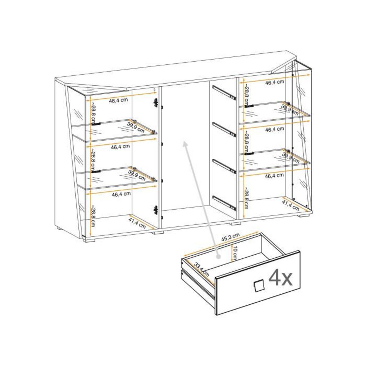 Paris Prix Buffet Design 2 Portes Led  Edge  150cm Blanc