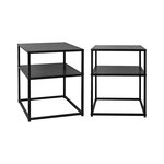 SWEEEK Lot de 2 Tables de chevet en métal noir. 1 étagère. INDUSTRIELLE L 43 x l 40 x H 52cm