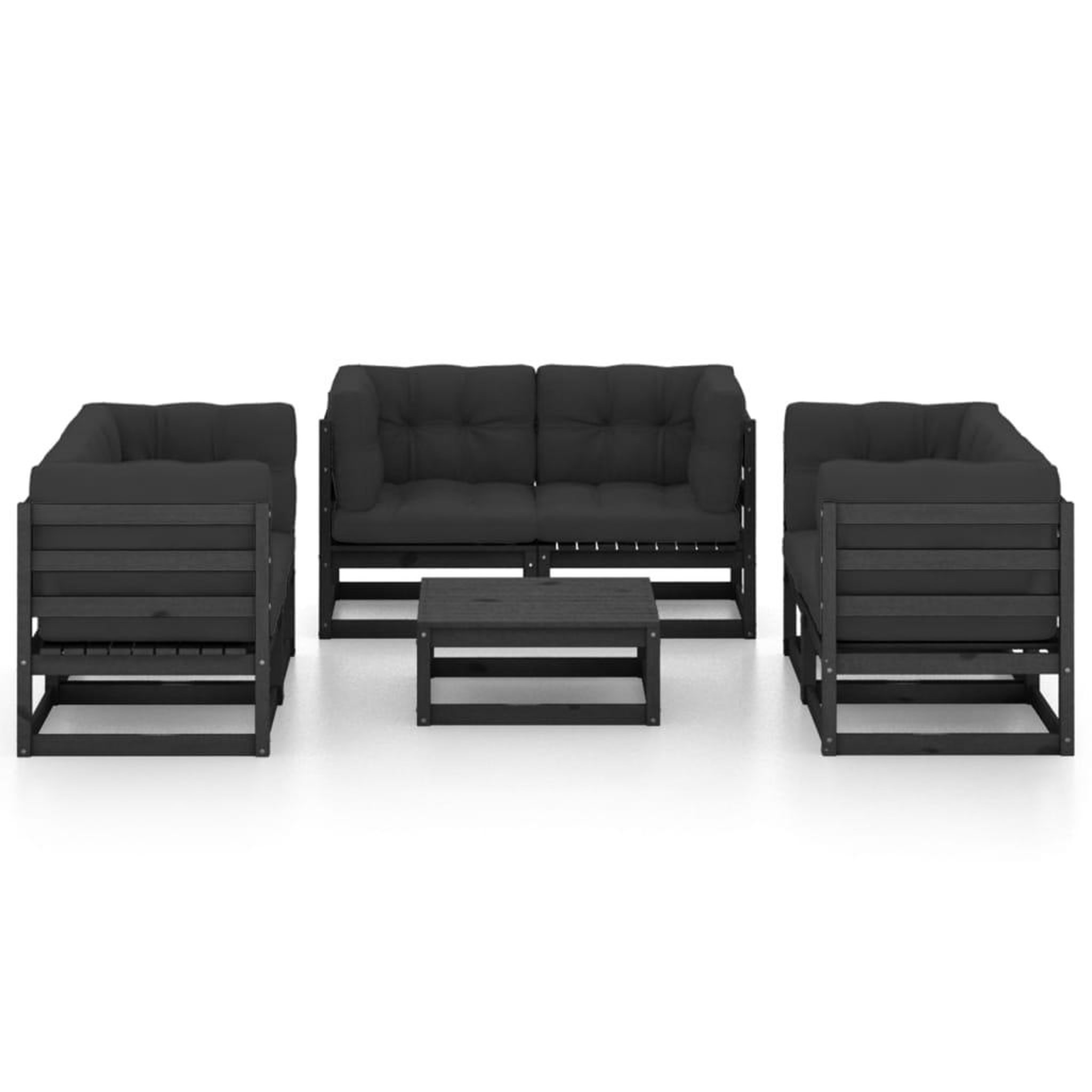 Voir la diapositive 3 : VIDAXL Salon de jardin 7 pcs avec coussins Bois de pin massif