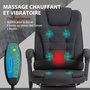 Voir la diapositive 5 : VINSETTO Fauteuil de bureau direction massant chauffant hauteur réglable dossier inclinable tissu noir