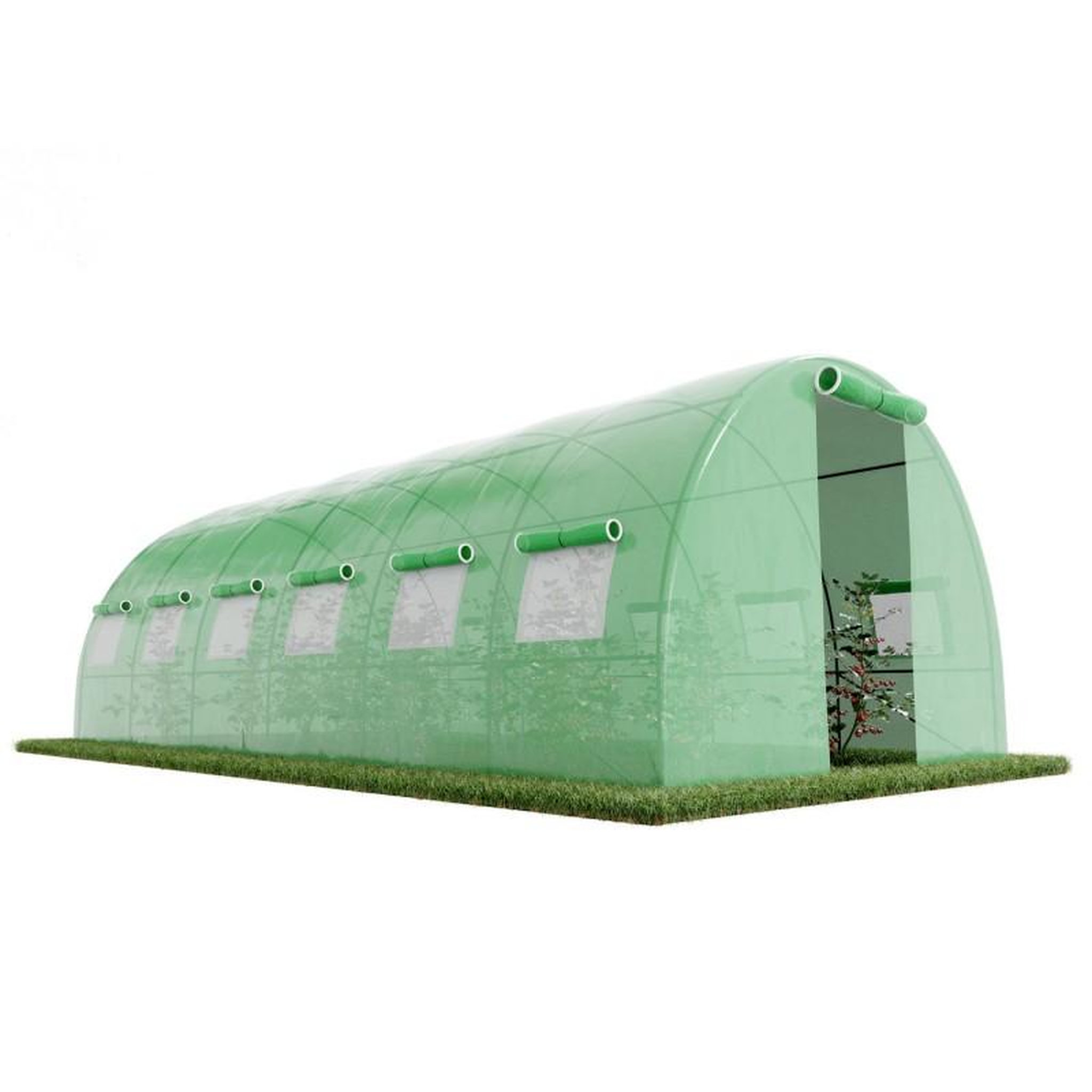 Voir la diapositive 1 : EUROSPEN Serre de Jardin Tunnel 18m² - bâche armée - avec fenêtres latérales et porte zipée