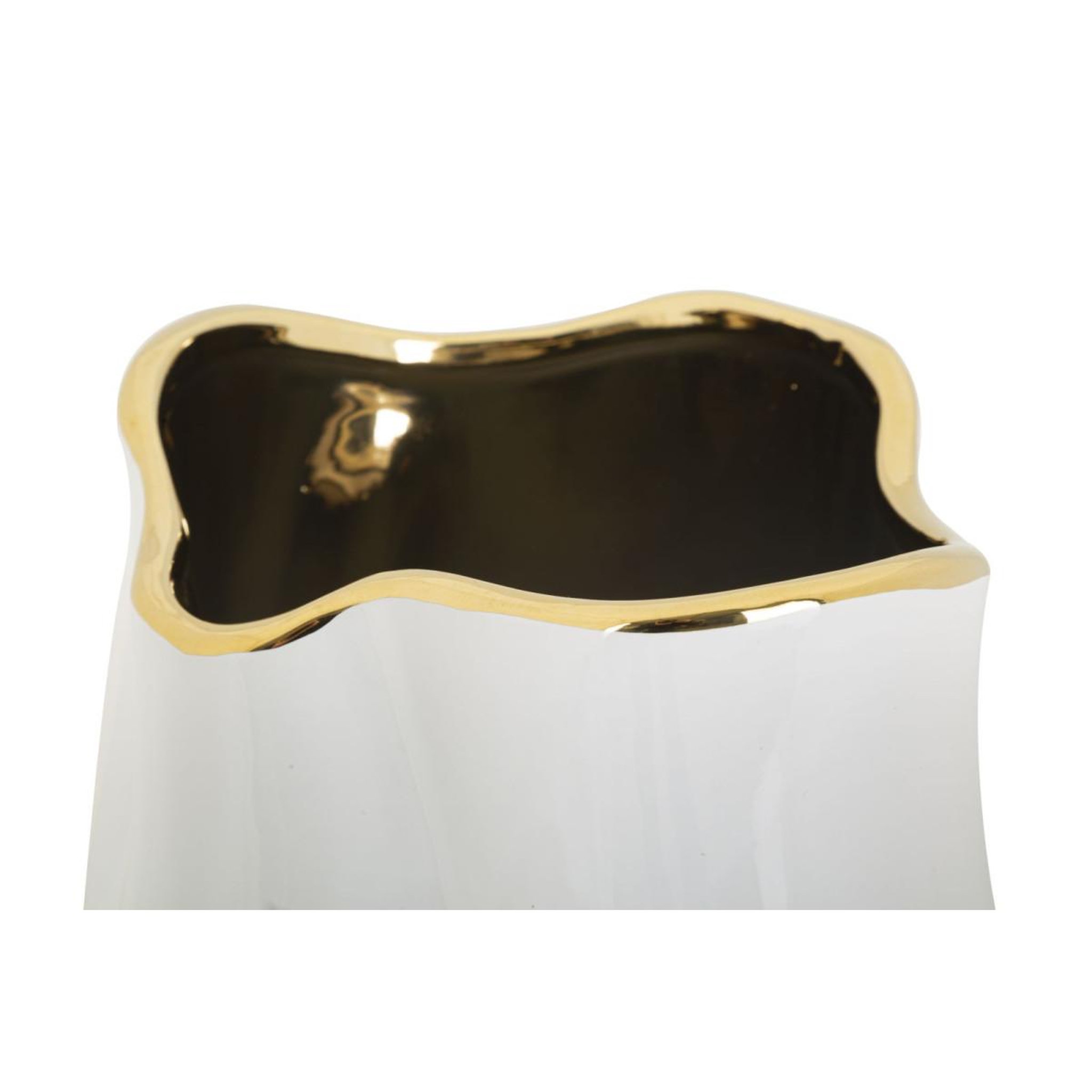 Voir la diapositive 4 : Paris Prix Vase design en céramique  lux  35cm blanc & or