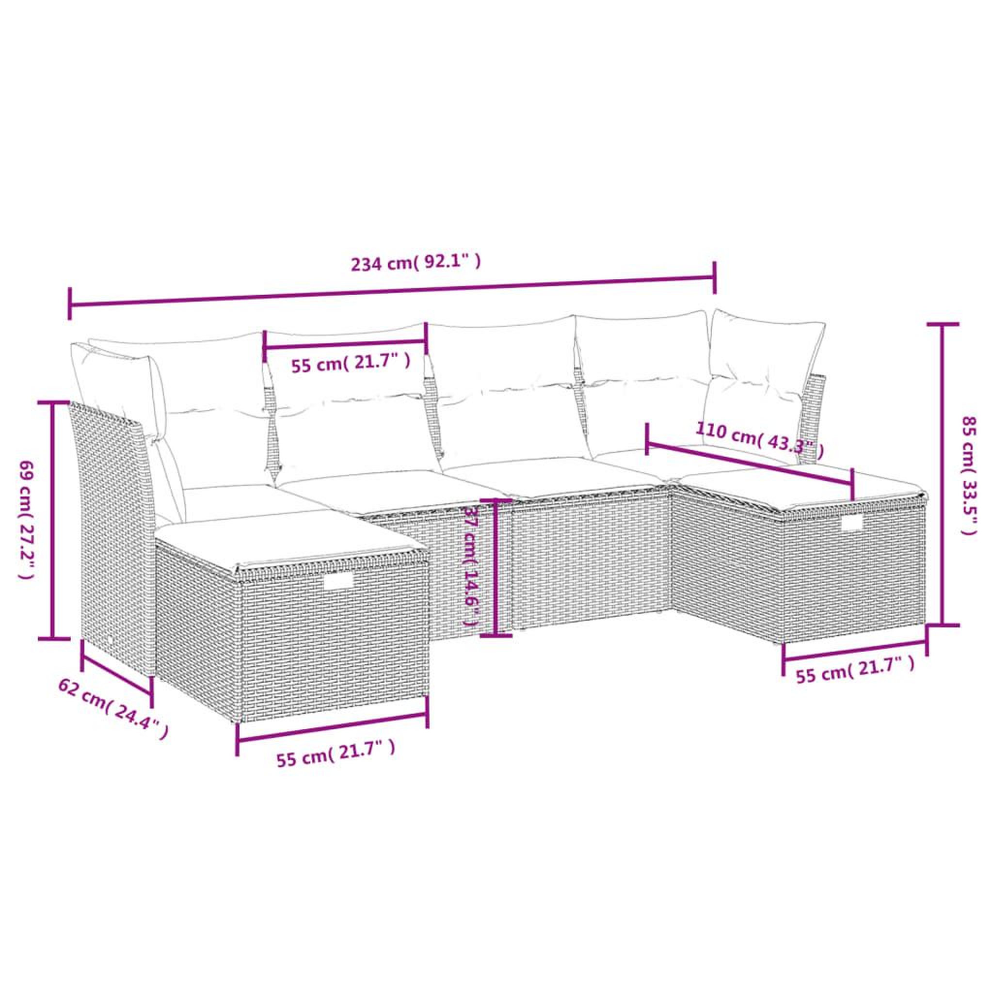 Voir la diapositive 5 : VIDAXL Salon de jardin 6 pcs avec coussins noir resine tressee