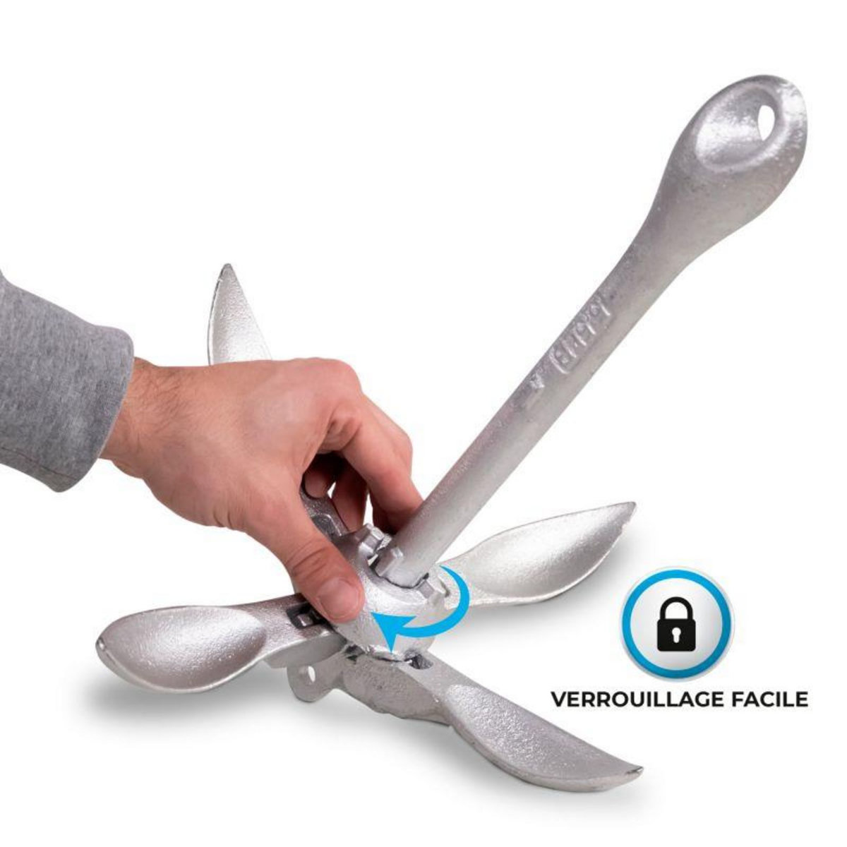 ADRENALIN Ancre d'amarrage, grappin 4 pattes, corde 15m pour Stand up paddle, Kayaks et petits bateaux à rames