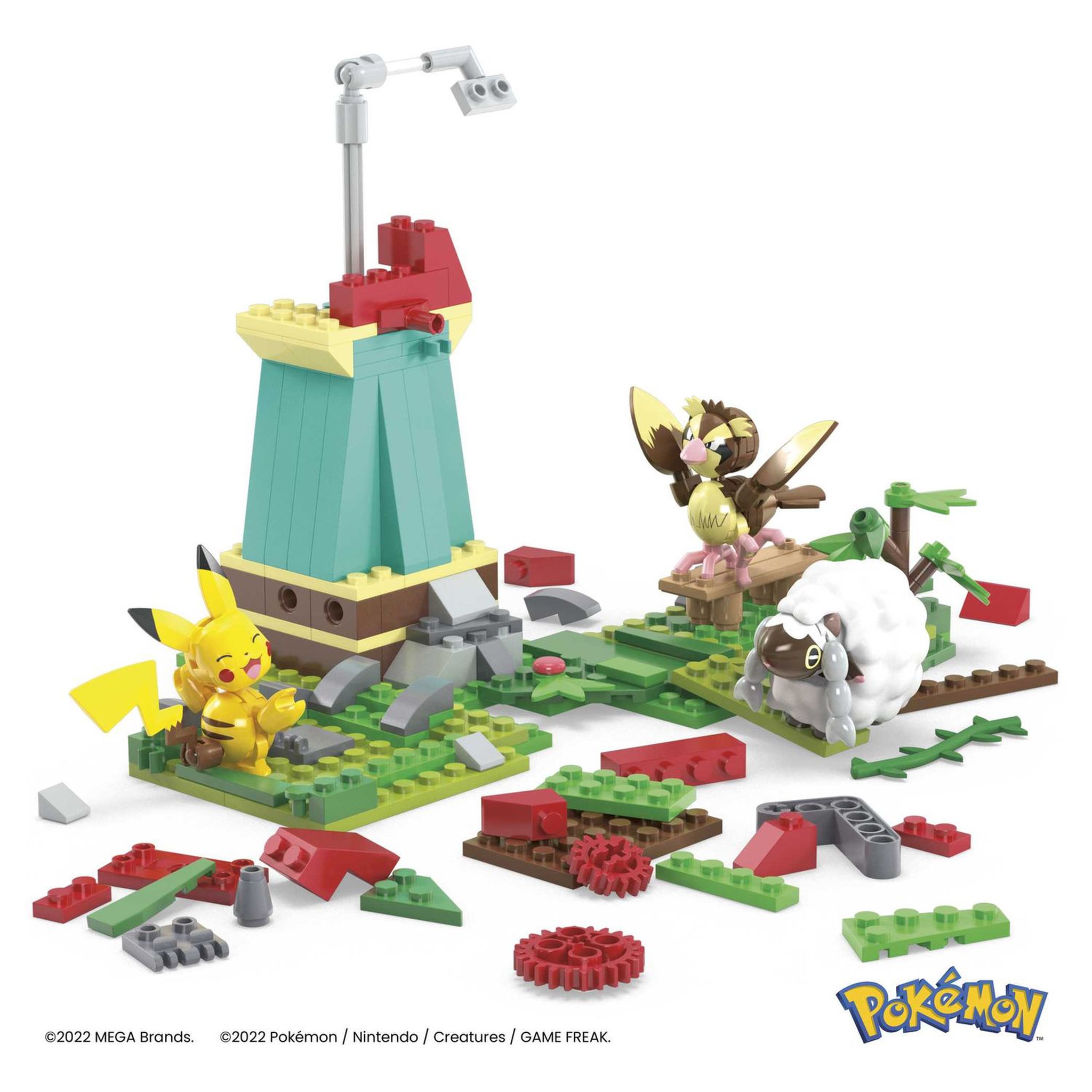 Voir la diapositive 2 : MEGA  Figurines Pokémon Pikachu, Roucool et Moumouton à construire MEGA