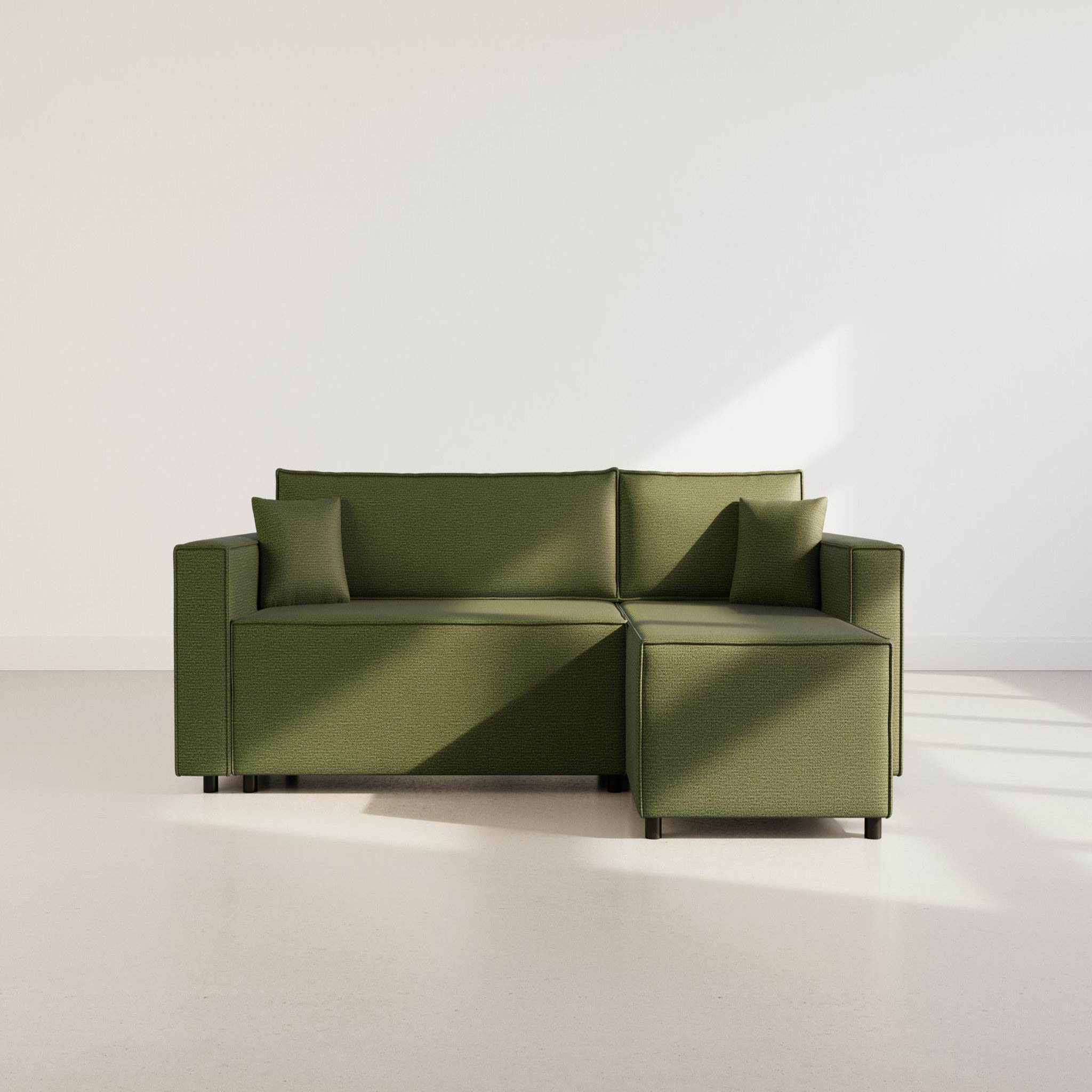Voir la diapositive 5 : BEST MOBILIER Jonas - canapé d'angle réversible 4 places convertible avec coffre en tissu texturé