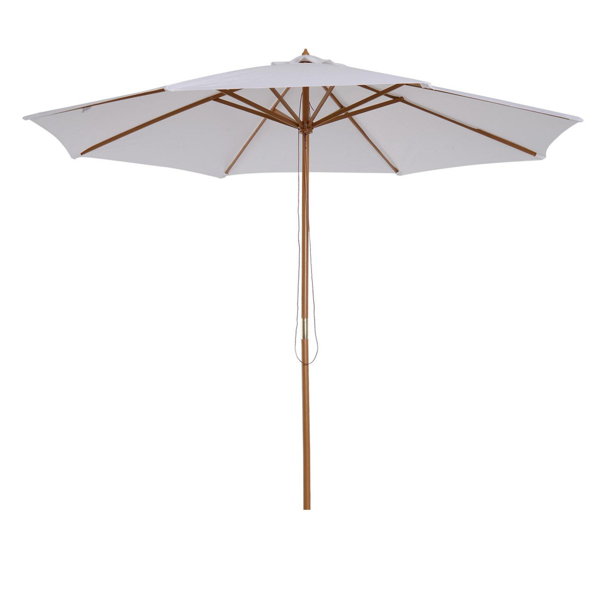 HOMCOM Parasol droit en bois polyester haute densité protection solaire Ø 3 x 2,5 m crème
