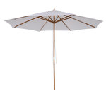 HOMCOM Parasol droit en bois polyester haute densité protection solaire Ø 3 x 2,5 m crème
