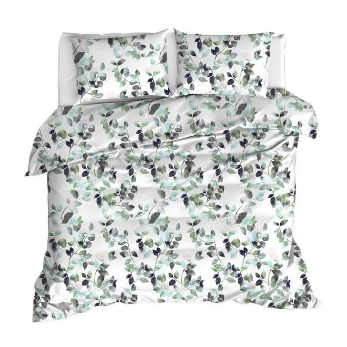 GENERIQUE Parure de lit - 1 housse de couette 220 x 240 cm + 2 taies d'oreiller 60 x 60 cm - 65% coton, 35% polyester - Vert