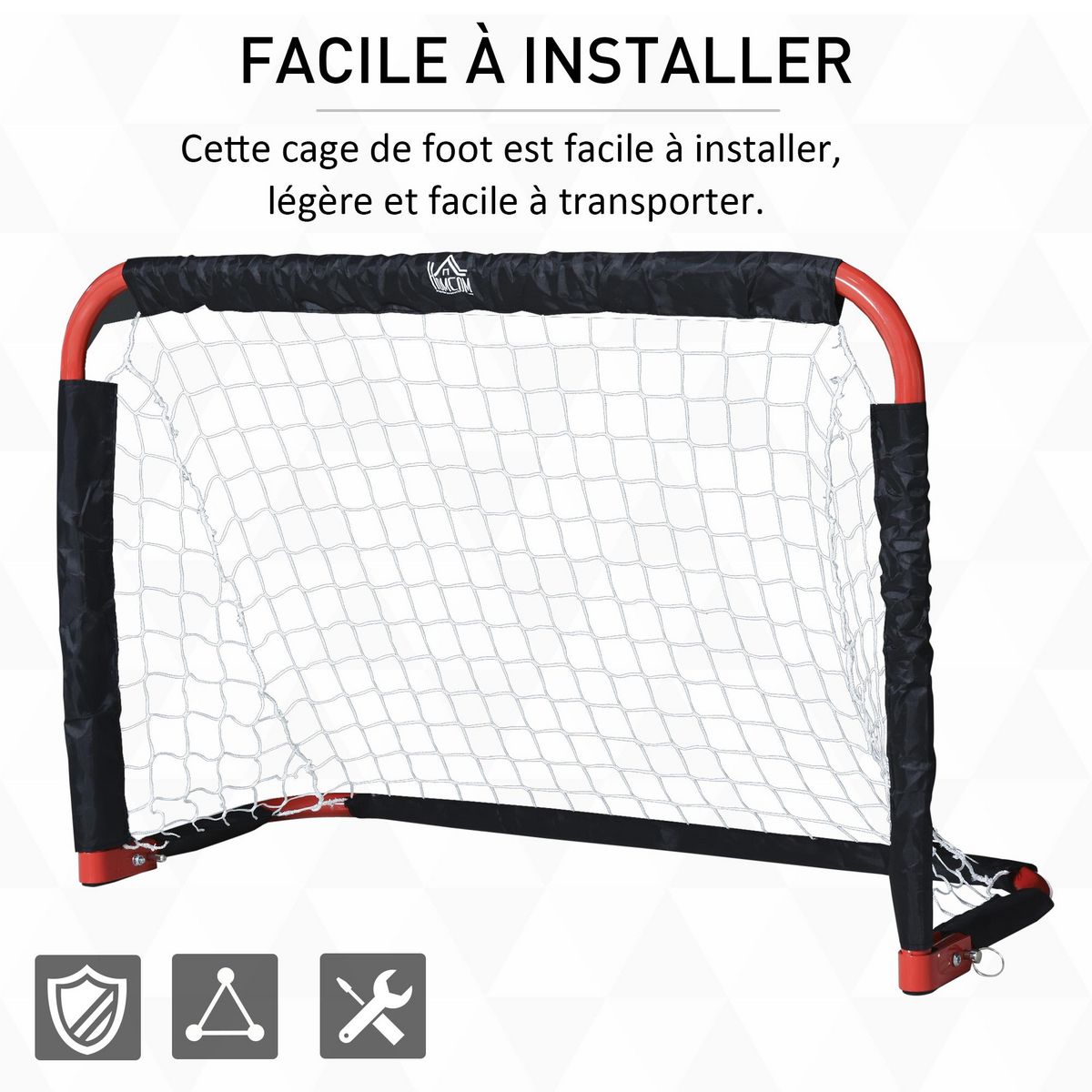 HOMCOM Set de 2 mini cages de football pliables avec filet - dim. 90L x 36l x 60H cm - métal époxy rouge oxford noir